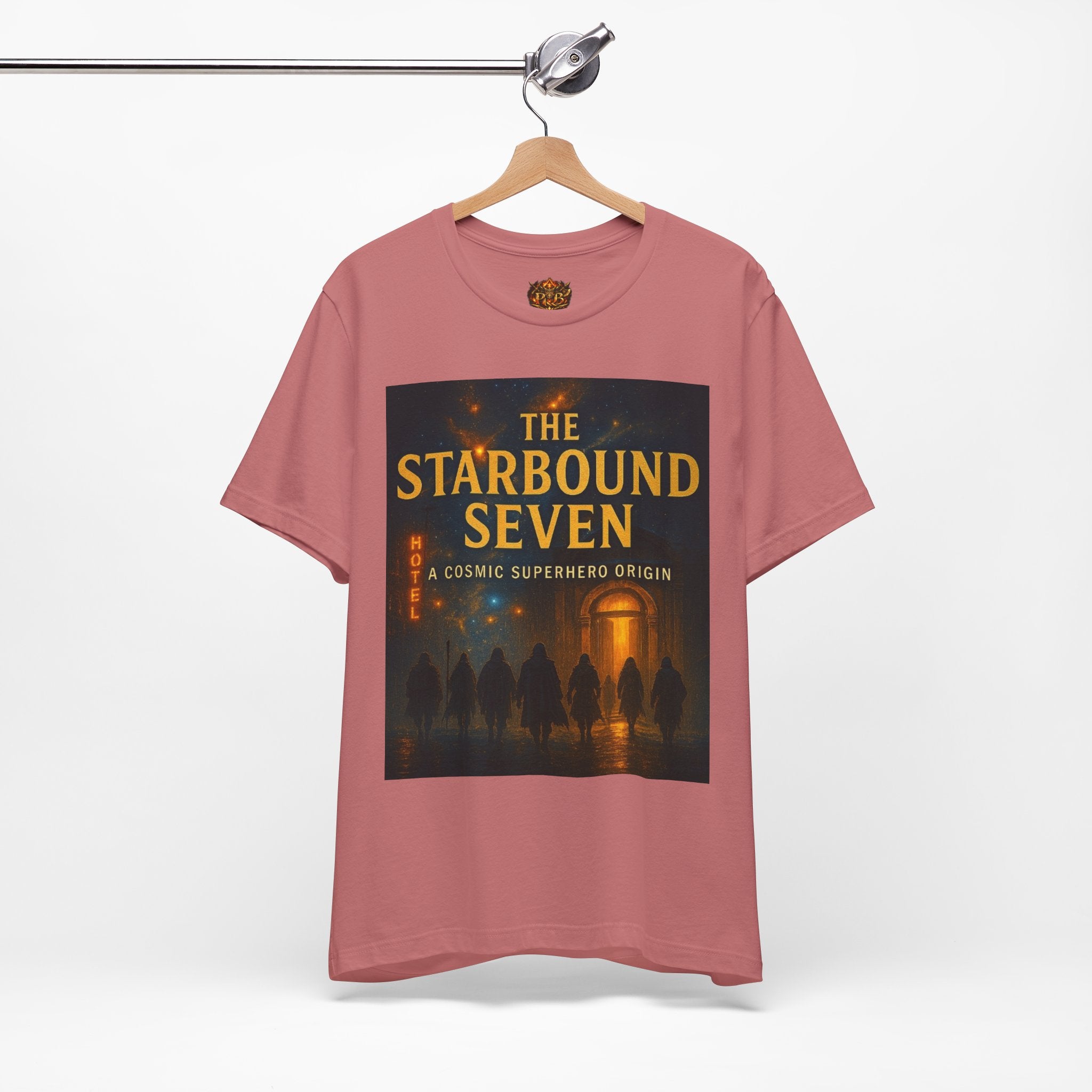 Power Runs Black PRB The Starbound Seven Tee – Retro Cosmic Superhero Poster Shirt by Power Runs Black