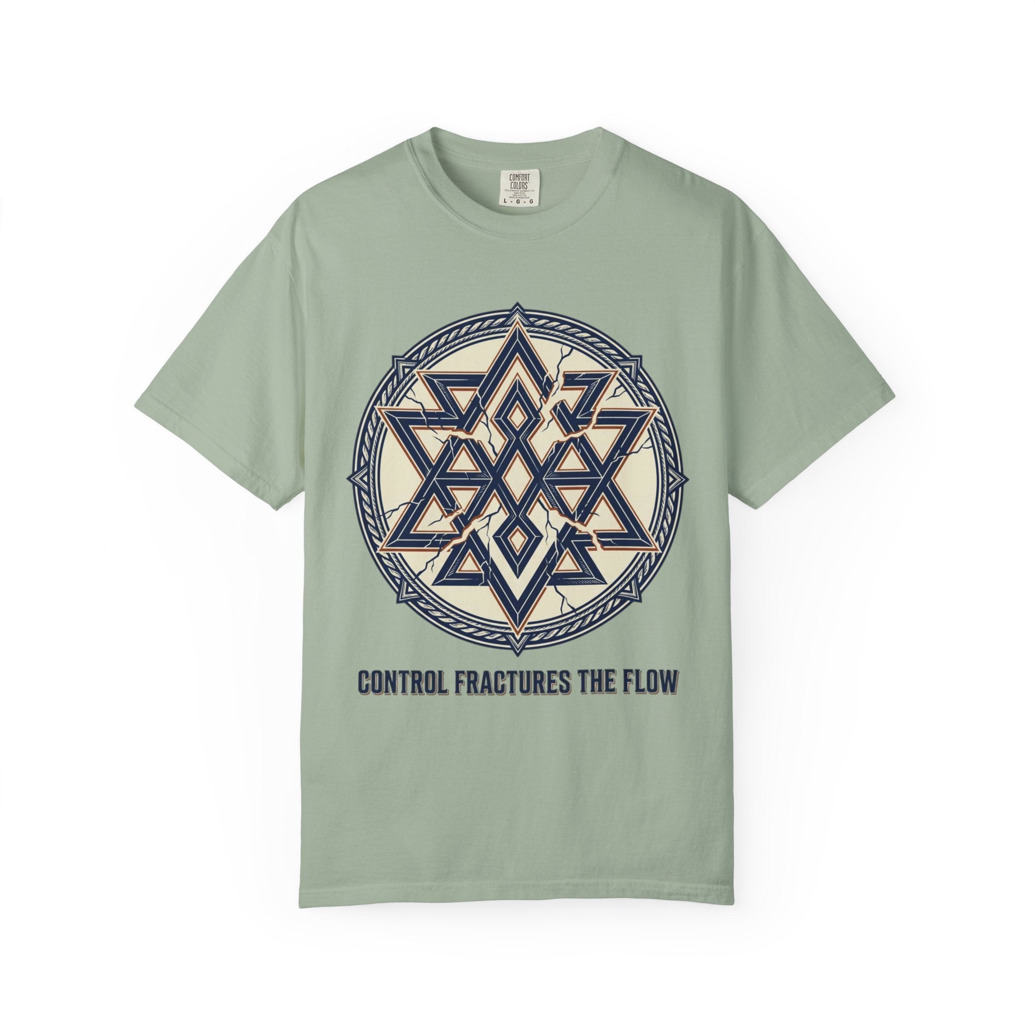 Power Runs Black PRB Geometric Star Mandala T-Shirt — "Control Fractures the Flow" Graphic Tee by Power Runs Black
