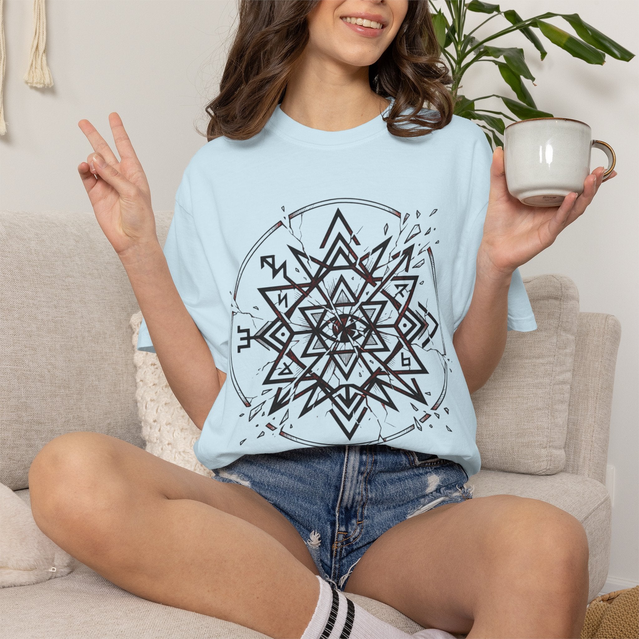 Power Runs Black PRB Eryx Tal Geometric Mandala T-Shirt — Symmetric Star Graphic Tee by Power Runs Black