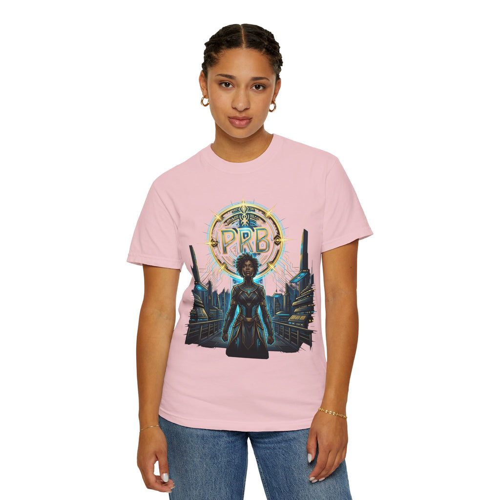 Futuristic Warrior Afrofuturist Graphic T-Shirt | Sci-Fi Streetwear Tee by Printify