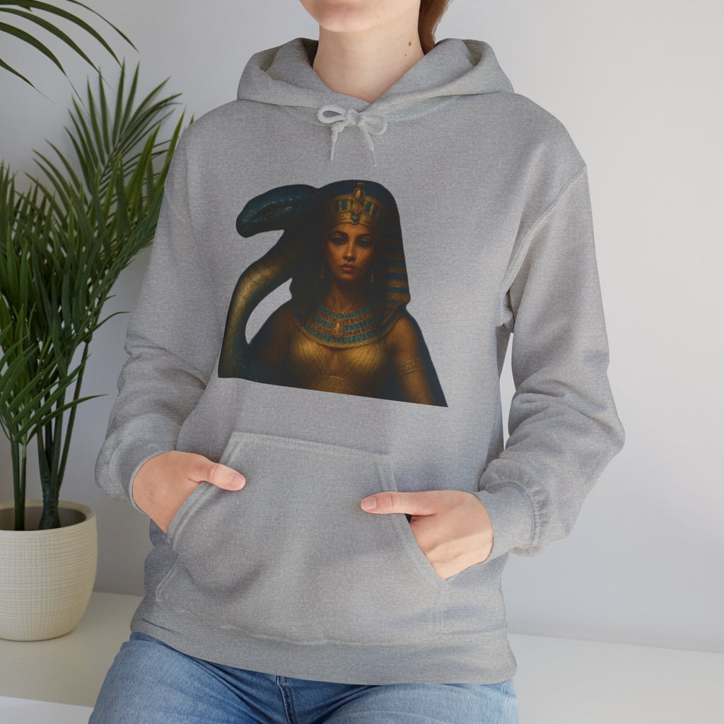 PRB Egyptian Goddess Portrait Hoodie | Serpent Headdress, Ancient Queen Art by Power Runs Black