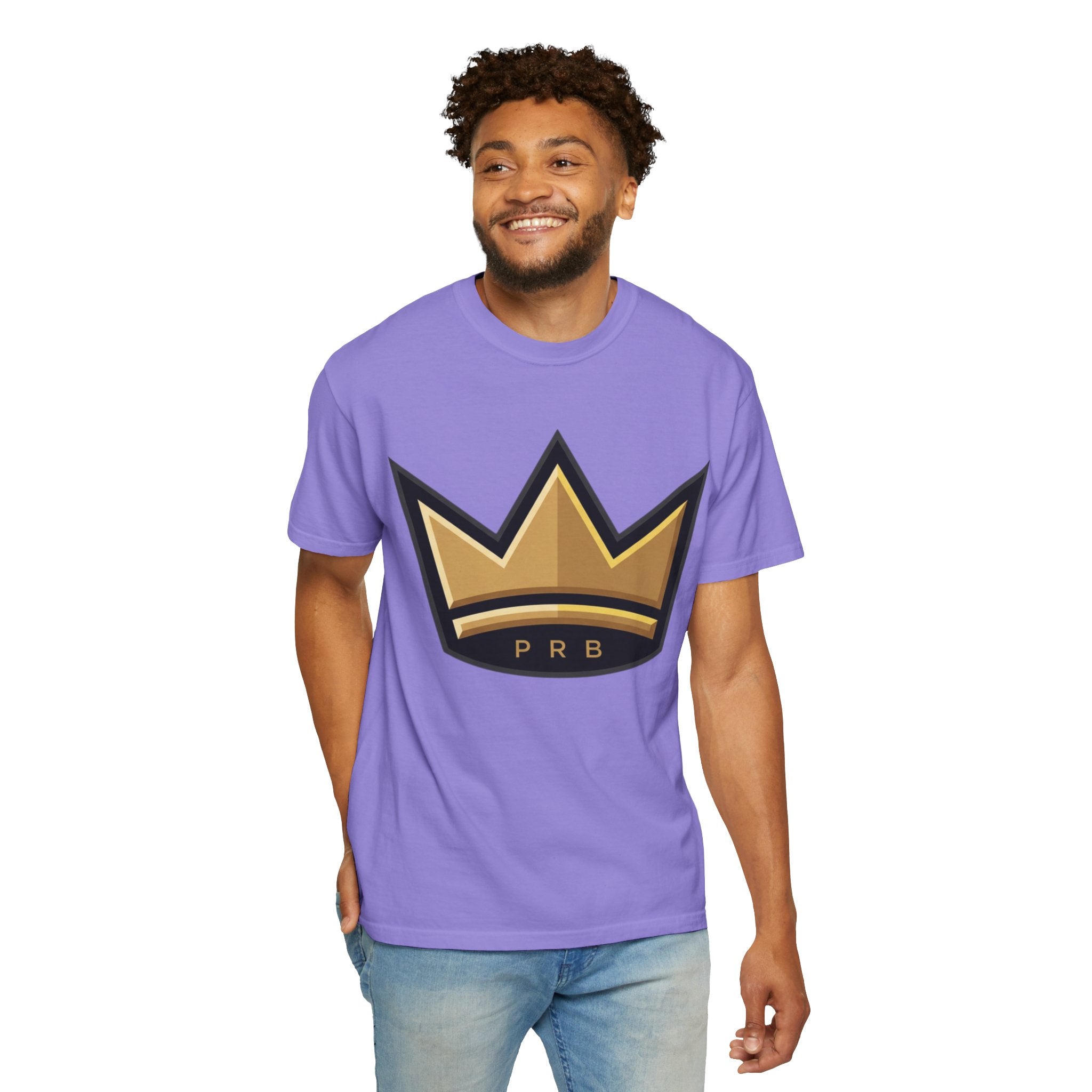 PRB Crown & Cosmos Graphic T-Shirt | Gold Royal Crest & Celestial Back by Printify