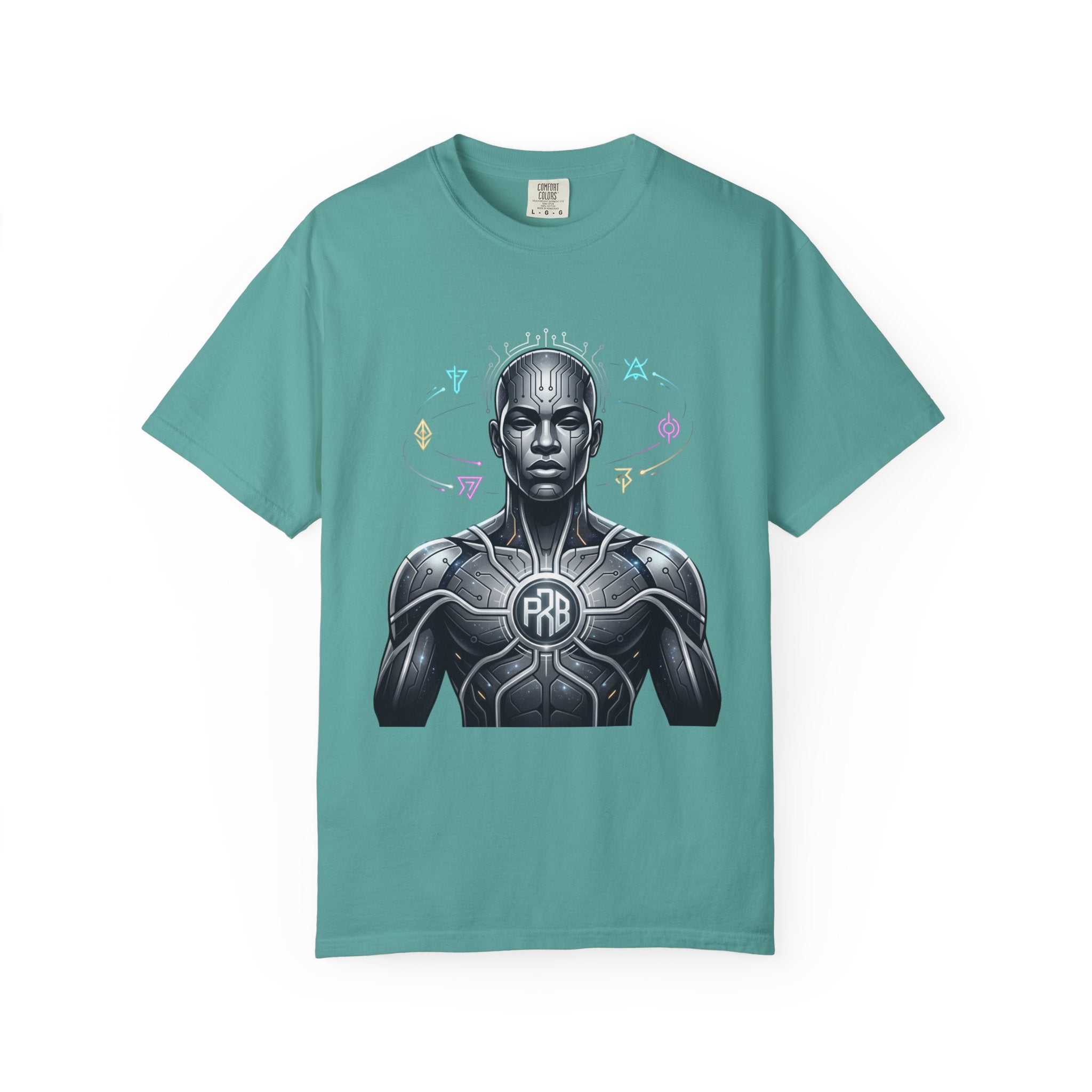 Printify PRB Algorithm God: Cosmic Processor 4K — Cybernetic Warrior T-Shirt | - T-Shirt