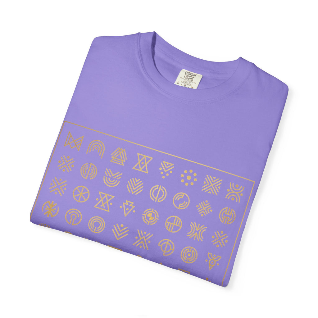 Power Runs Black PRB Symbol Grid T-Shirt — Minimal Gold Icon Graphic Tee by Printify
