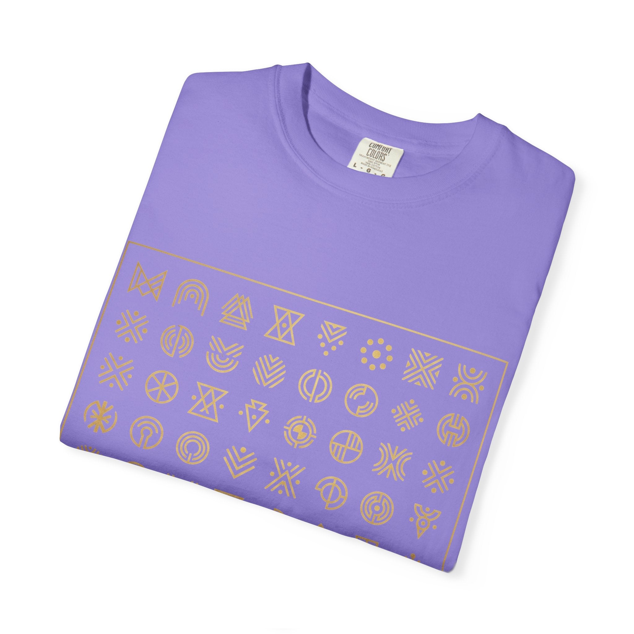 Power Runs Black PRB Symbol Grid T-Shirt — Minimal Gold Icon Graphic Tee by Printify