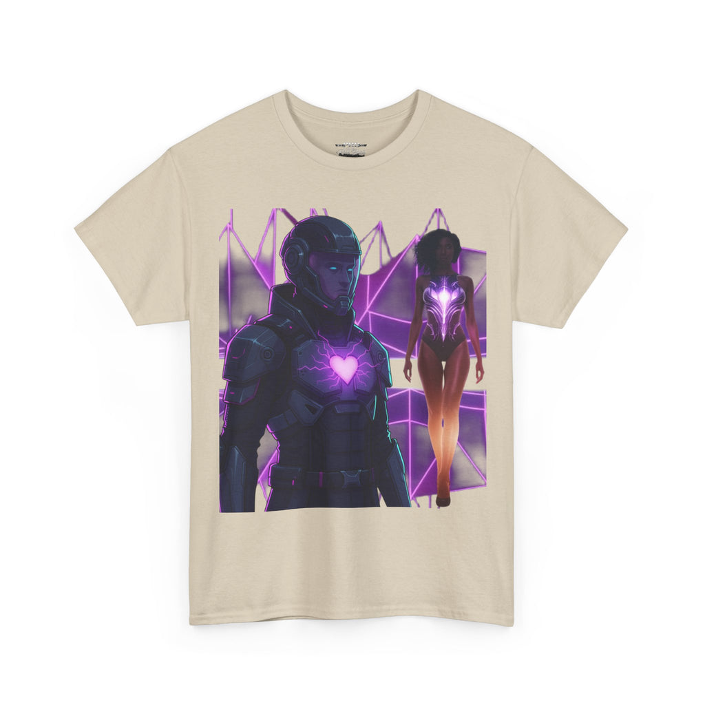 Power Run Black PRB Pretty Rich Bitch The Collection Purple Heart Cyberpunk Knight T-Shirt | Futuristic Armor Sci‑Fi Tee by Printify