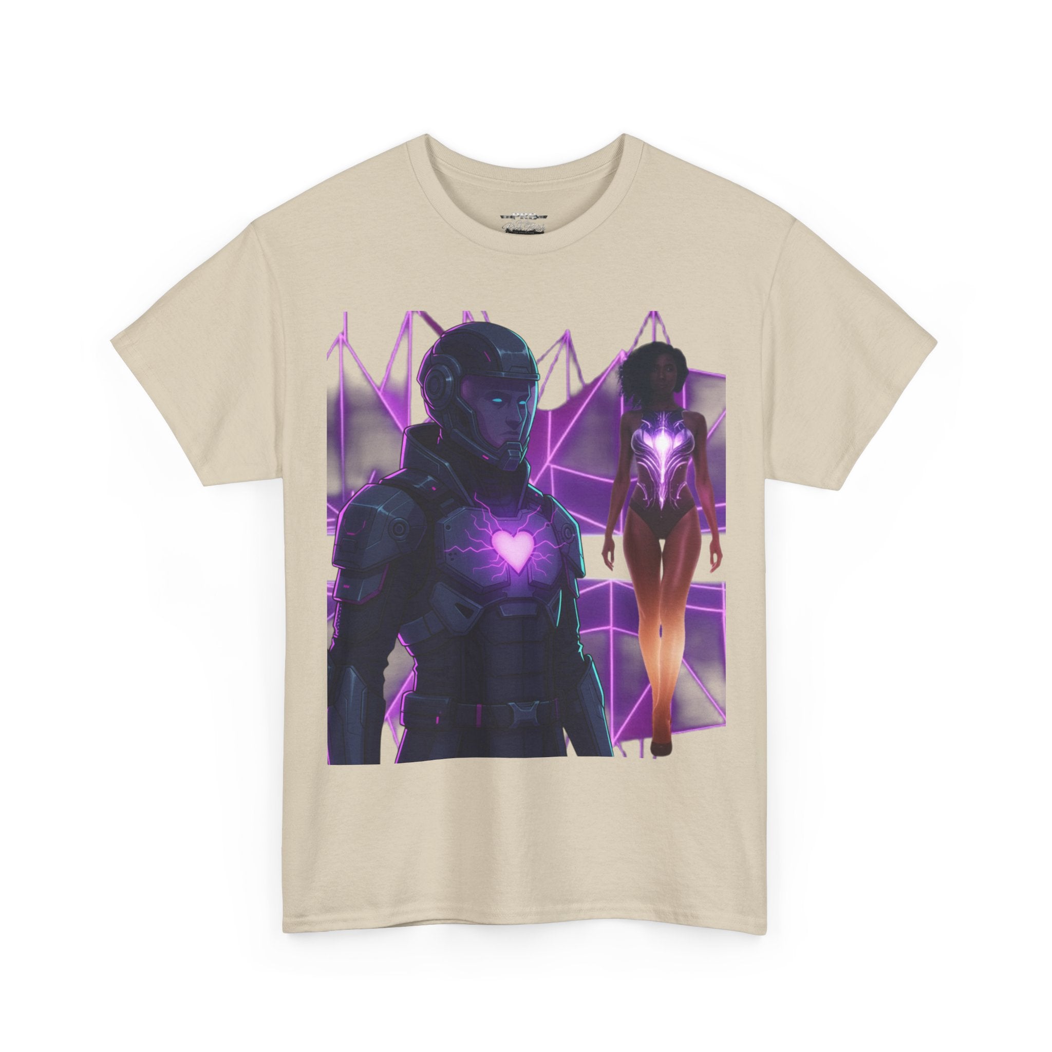 Power Run Black PRB Pretty Rich Bitch The Collection Purple Heart Cyberpunk Knight T-Shirt | Futuristic Armor Sci‑Fi Tee by Printify