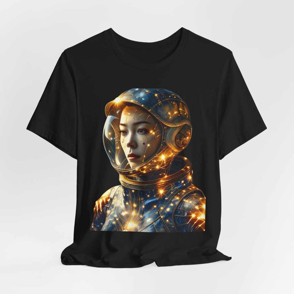 PRB Astronaut Portrait Tee — Starry Cosmic Helmet Graphic T-Shirt by Power Runs Black