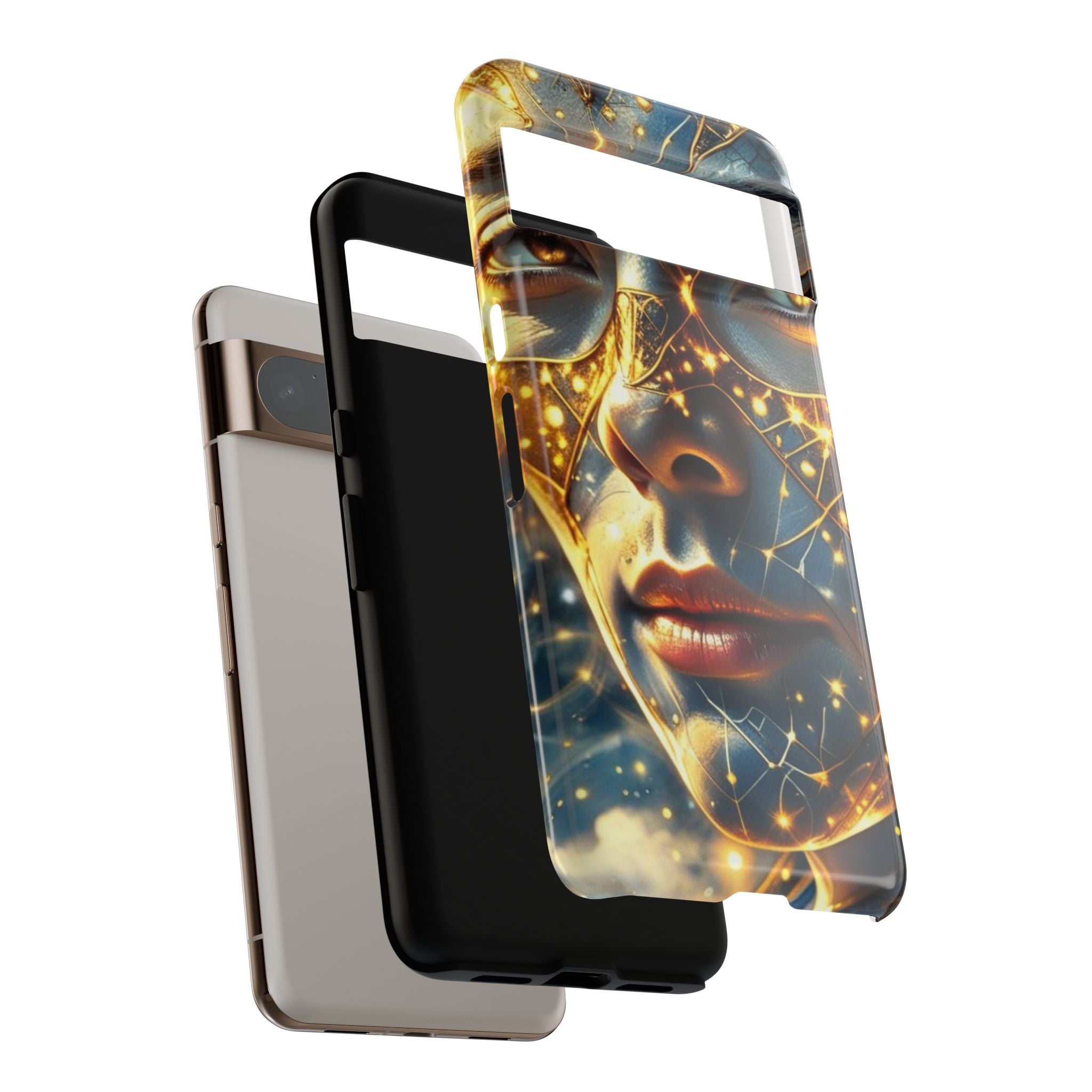 PRB Galactic Portrait Tough Case | Cosmic Face Phone Case, Starry Nebula Design by Power Runs Black