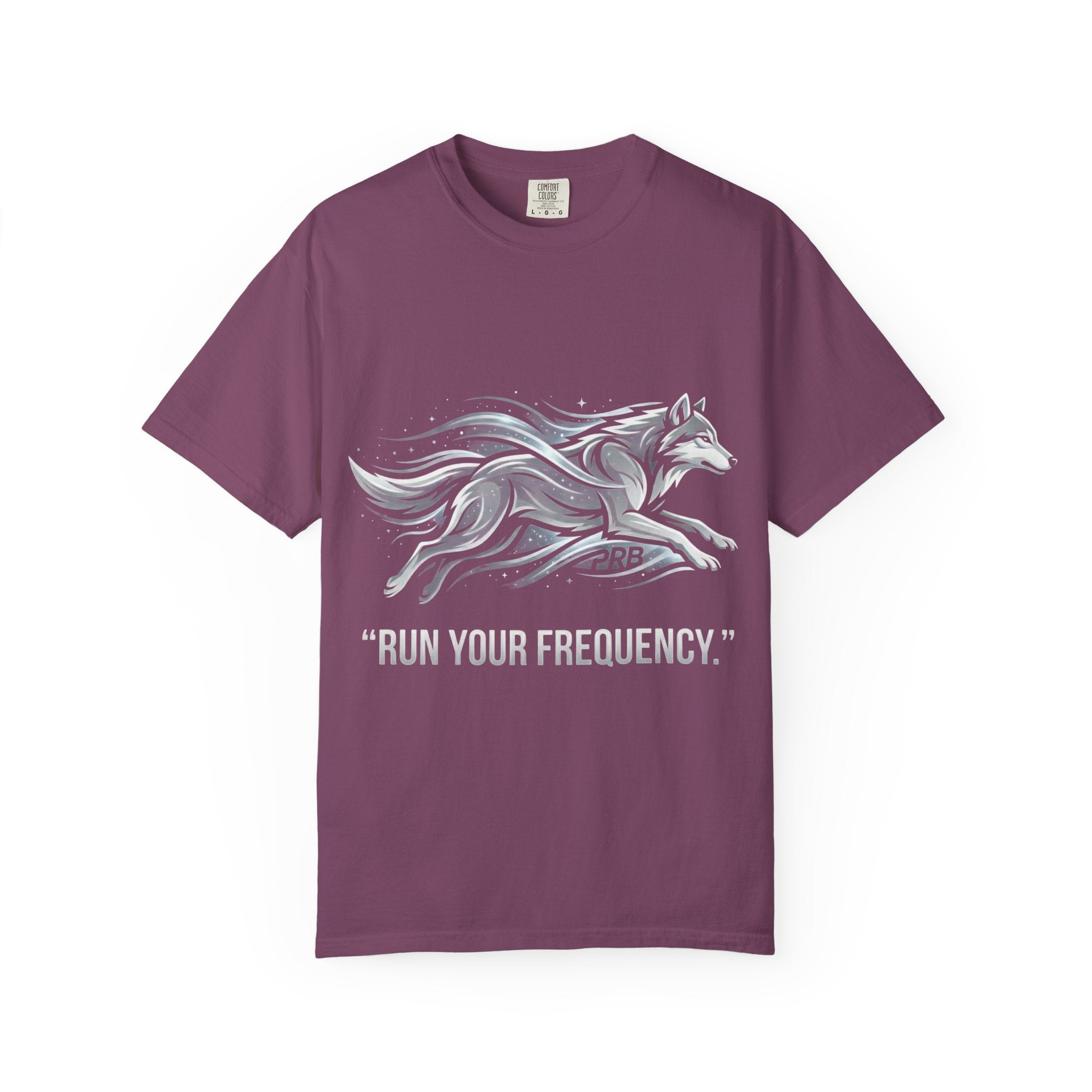 Wolf Graphic T-Shirt — 'Run Your Frequency' Motivational Tee by Printify