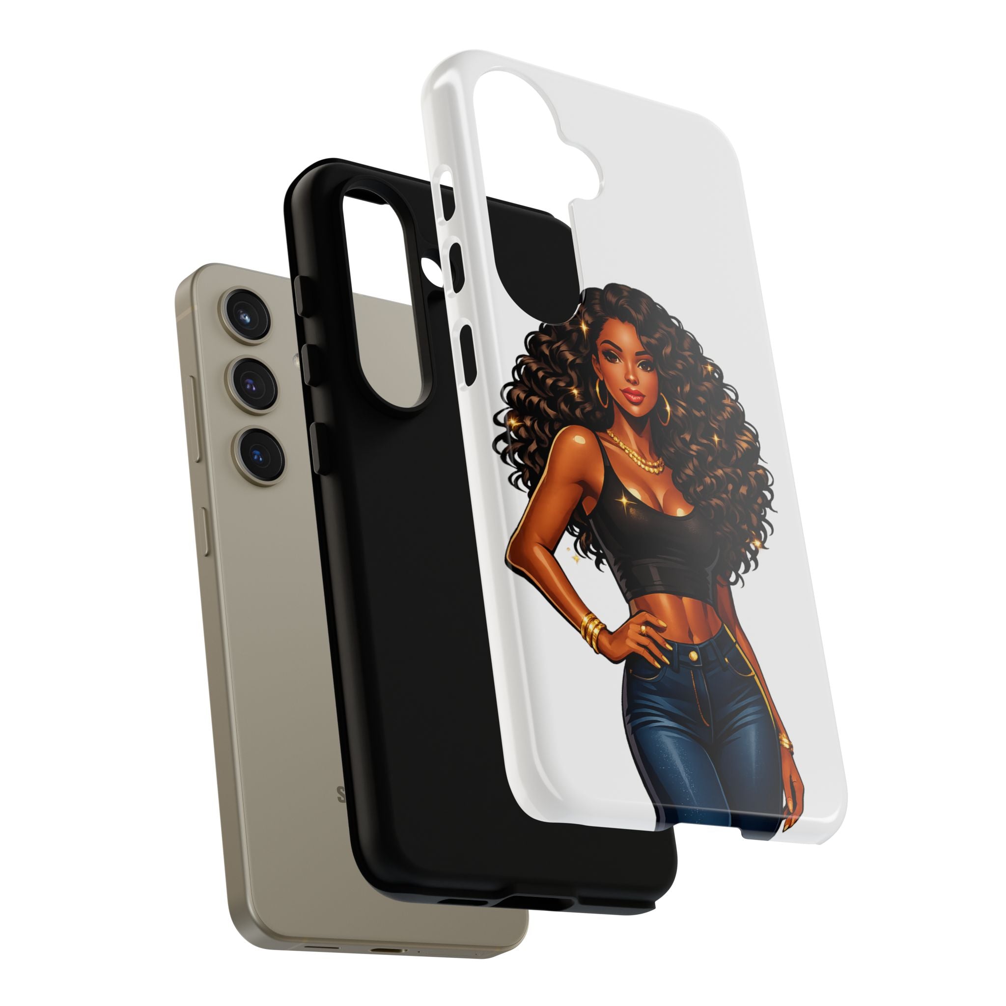Pretty Rich Bitch by PRB Curly Hair Phone Case by Power Runs Black