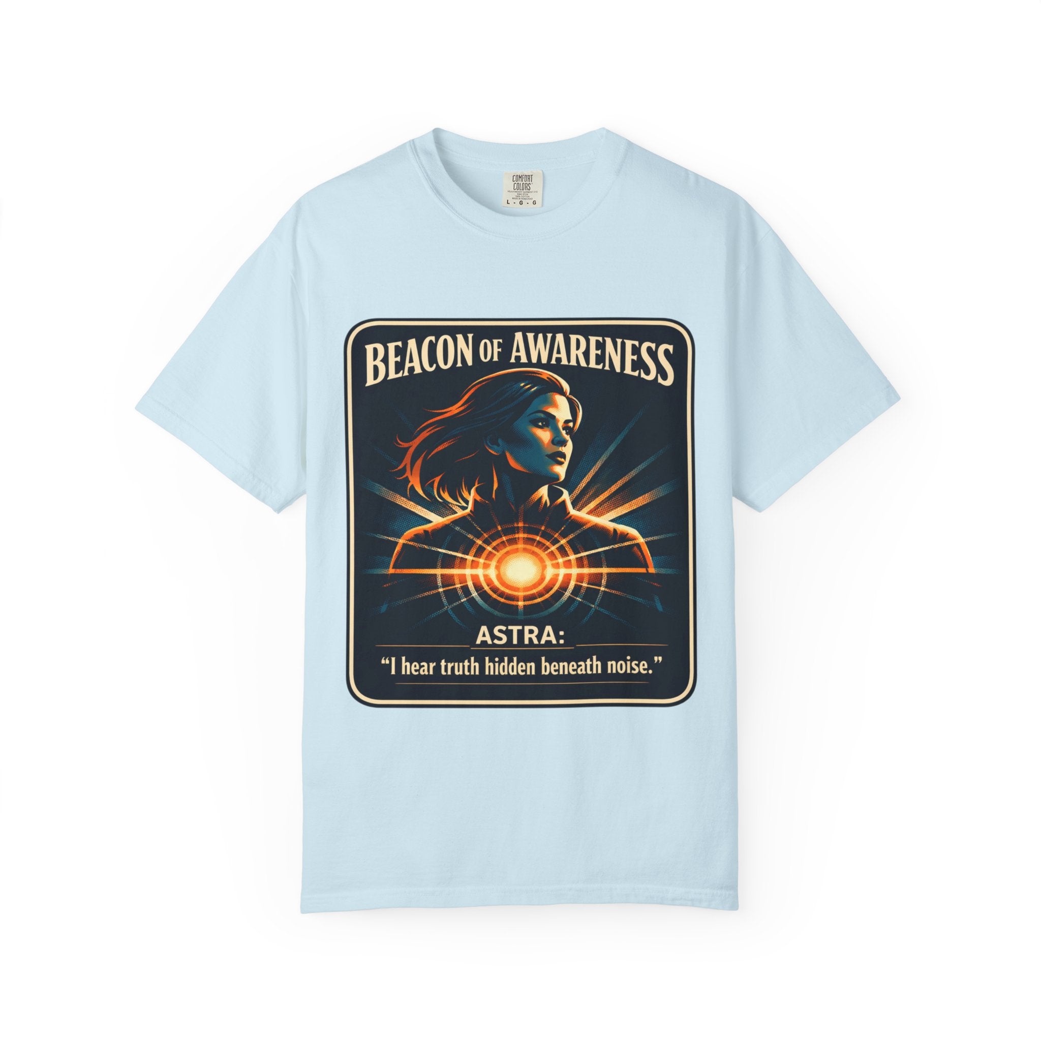 Power Runs Black Beacon of Awareness T-Shirt — “Astra: I hear truth hidden beneath noise” Cosmic Graphic Tee by Power Runs Black