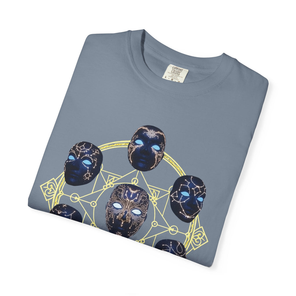 PRB Tribal Mask Circle Graphic Tee, Spiritual Afrocentric Art by Power Runs Black