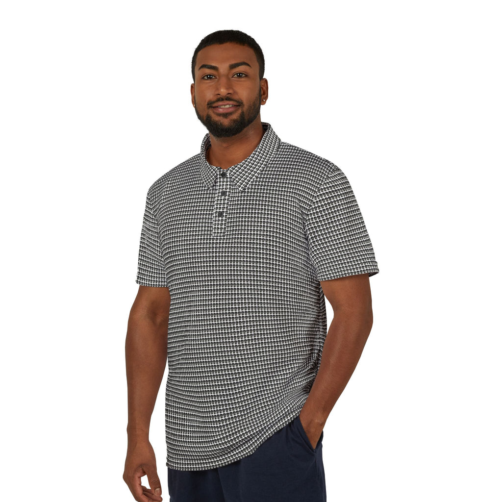 PRB Houndstooth Polo Shirt — Classic Black & White Patterned Golf Polo by Printify