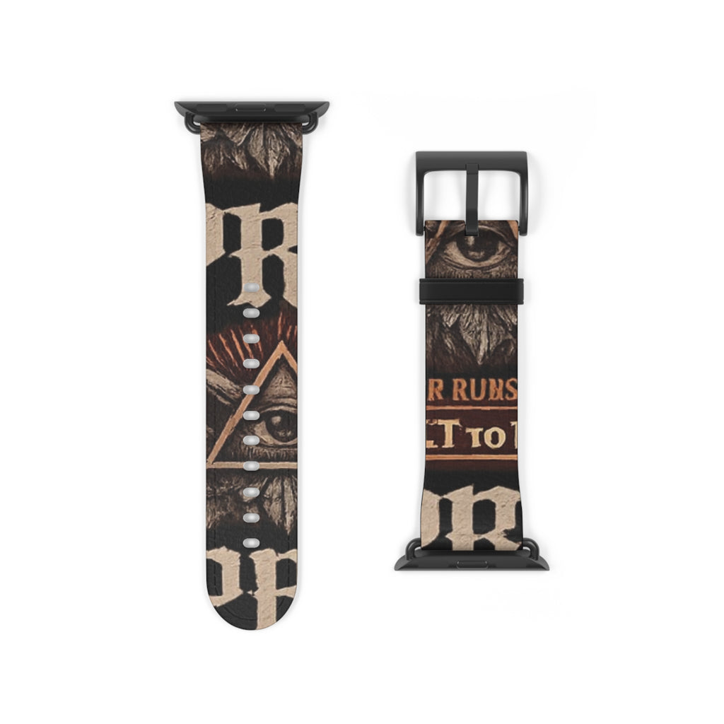 Mystic All-Seeing Eye Apple Watch Band — Vintage Occult Faux Leather Strap by Printify