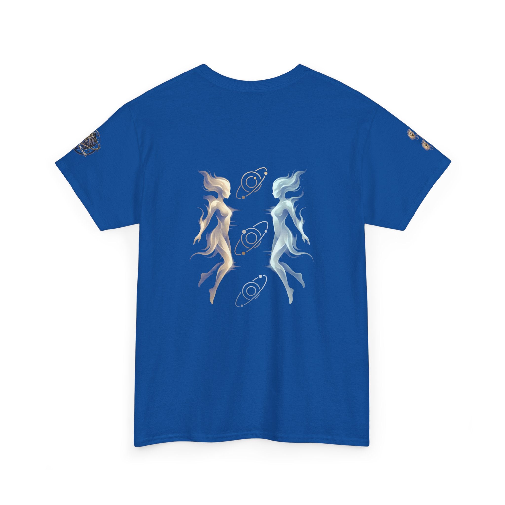 Power Runs Black Gemini Spirit Tee — Twin Sun & Moon Celestial Graphic T-Shirt by Printify