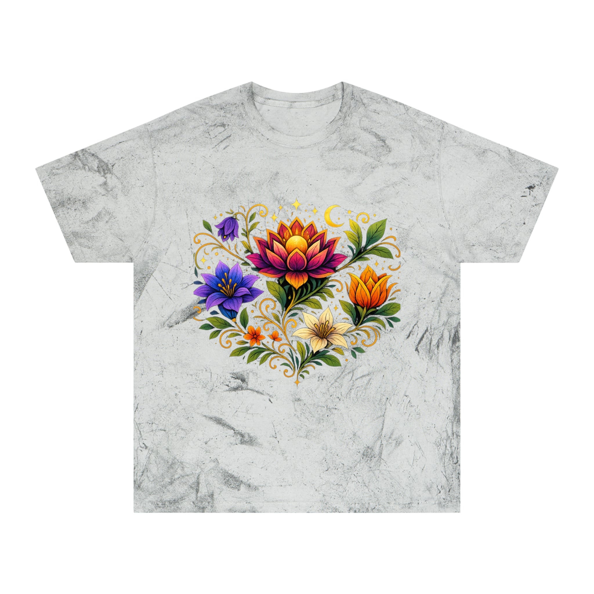 Pretty Rich Bitch by PRB Vibrant Lotus Bouquet T-Shirt | Floral Watercolor Bloom Tee by Power Runs Black