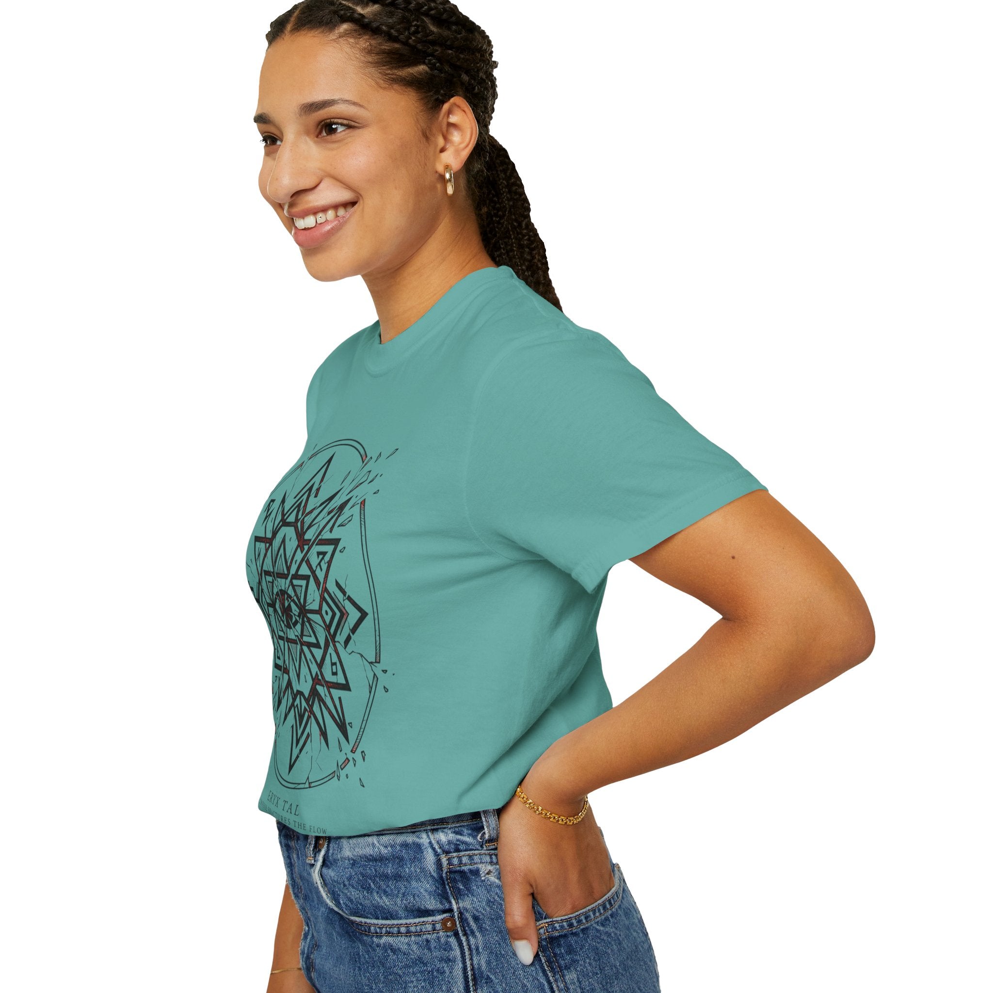 Power Runs Black PRB Eryx Tal Geometric Mandala T-Shirt — Symmetric Star Graphic Tee by Power Runs Black