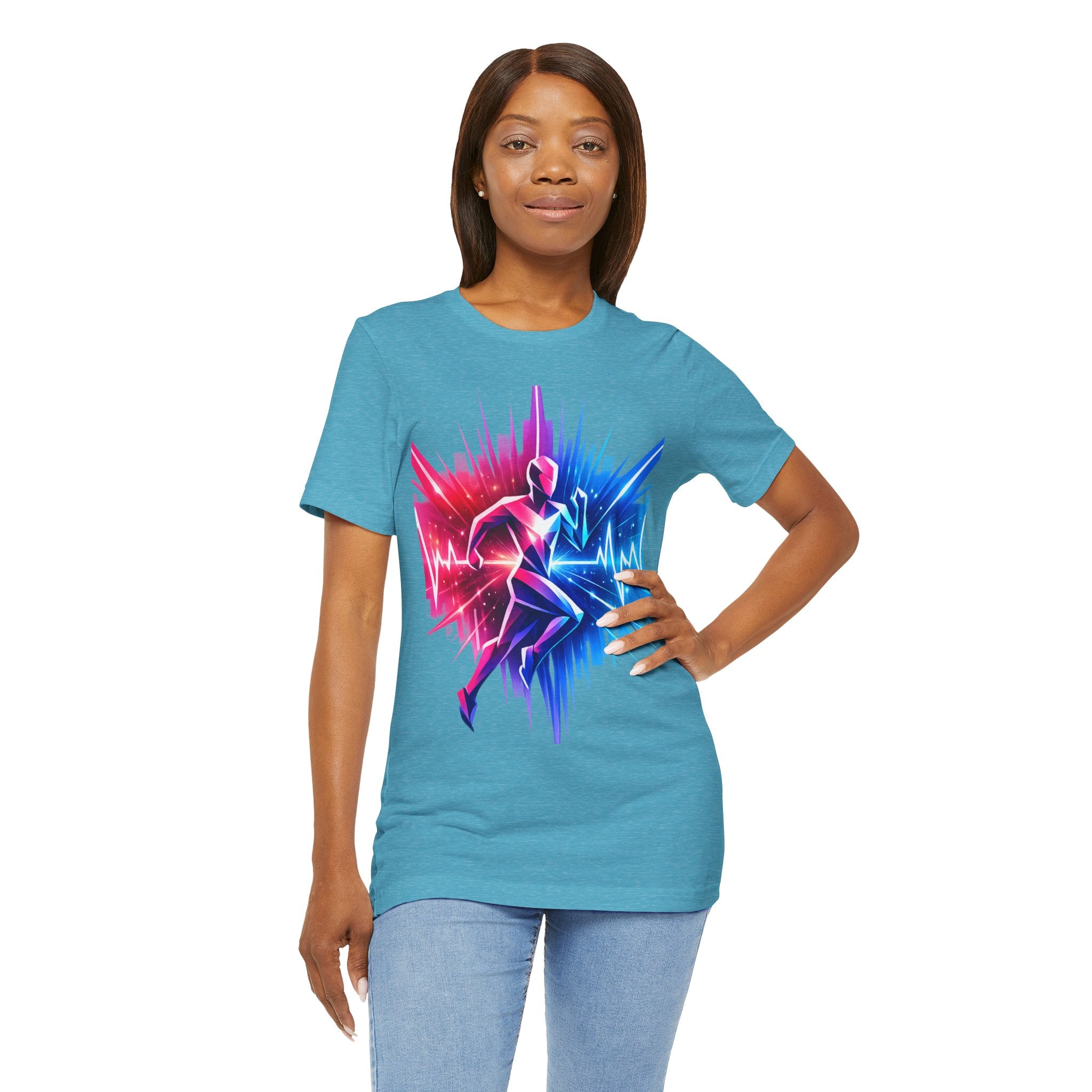 Power Runs Black PRB Running Pulse Graphic Tee — Neon Runner Heartbeat Sports T‑Shirt by Power Runs Black