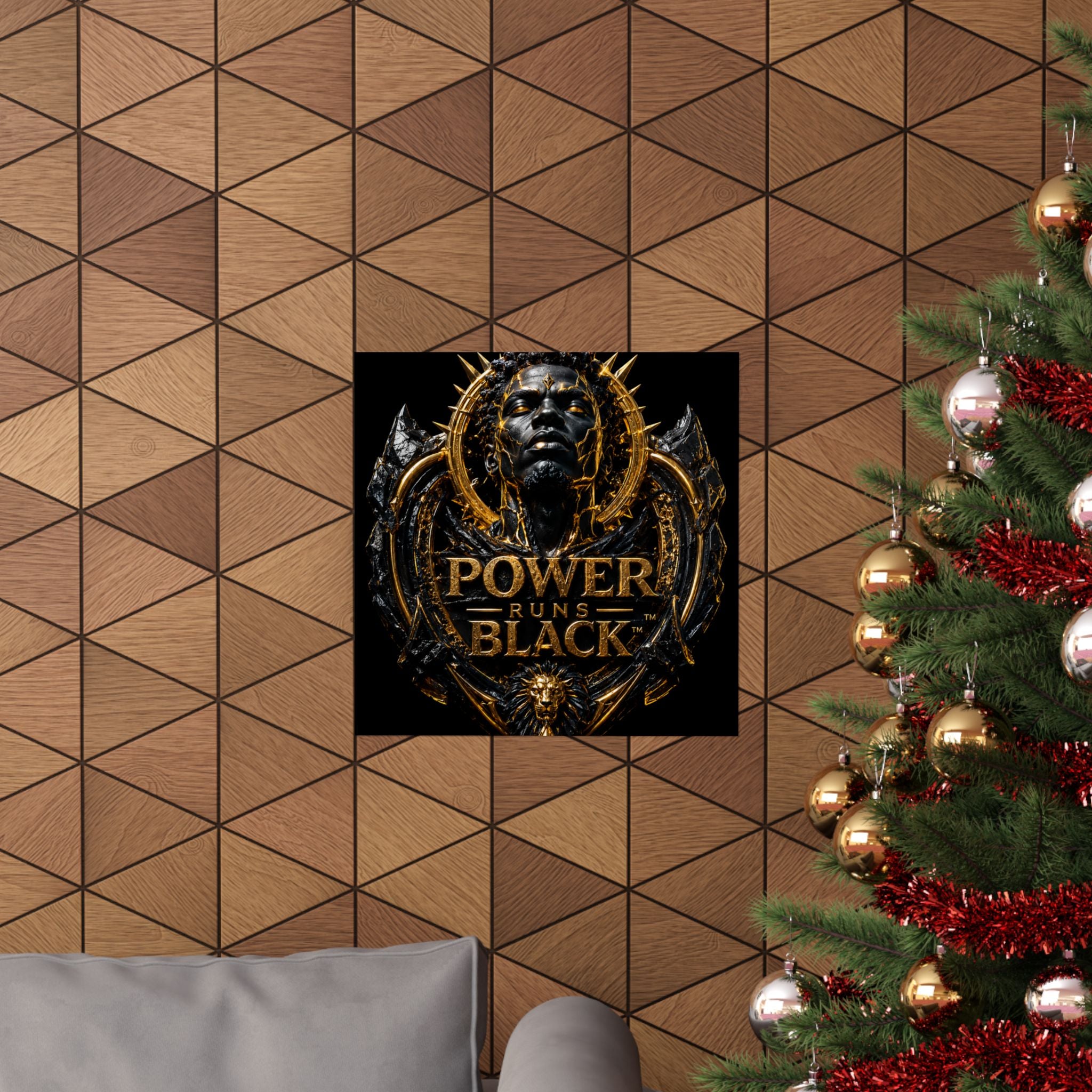 Power Runs Black Matte Poster — Gold & Black Regal Wall Art by Power Runs Black