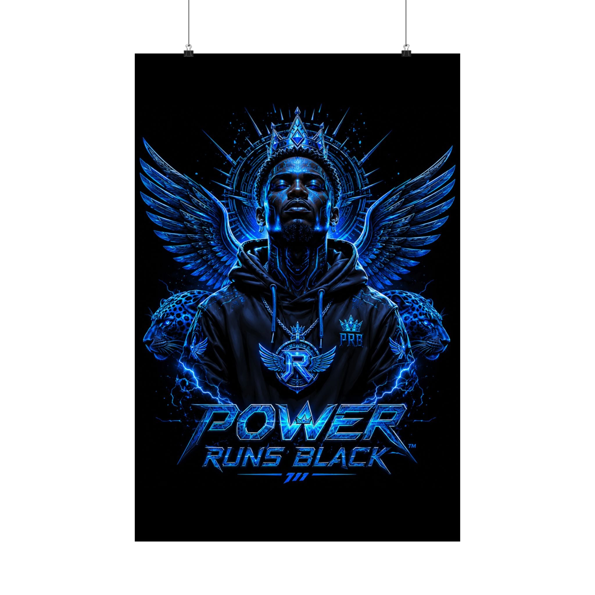 Power Runs Black Matte Poster — Urban Angel Portrait Wall Art by Power Runs Black