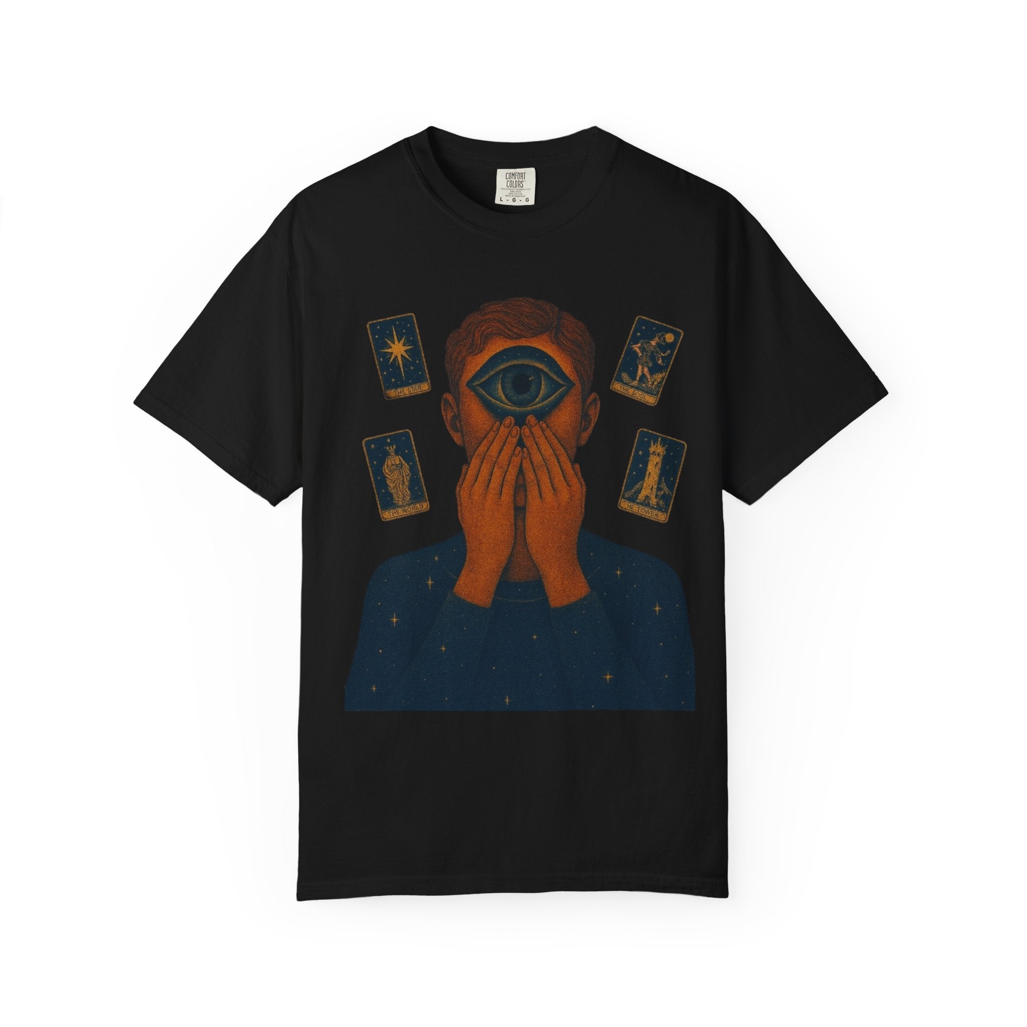 PRB Third Eye Tarot Illustration T-shirt | Occult Mystic Artwork by Power Runs Black