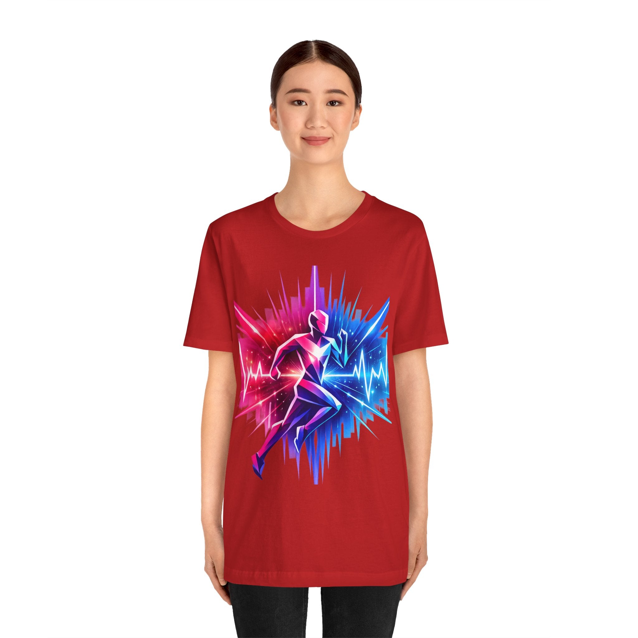 Power Runs Black PRB Running Pulse Graphic Tee — Neon Runner Heartbeat Sports T‑Shirt by Power Runs Black