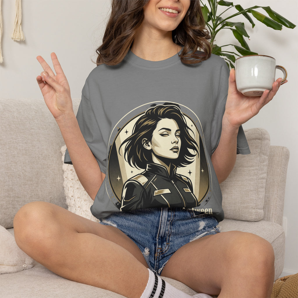 Power Runs Black Retro Space Captain Portrait T-Shirt — 'Fearless Commander' Graphic Tee by Power Runs Black