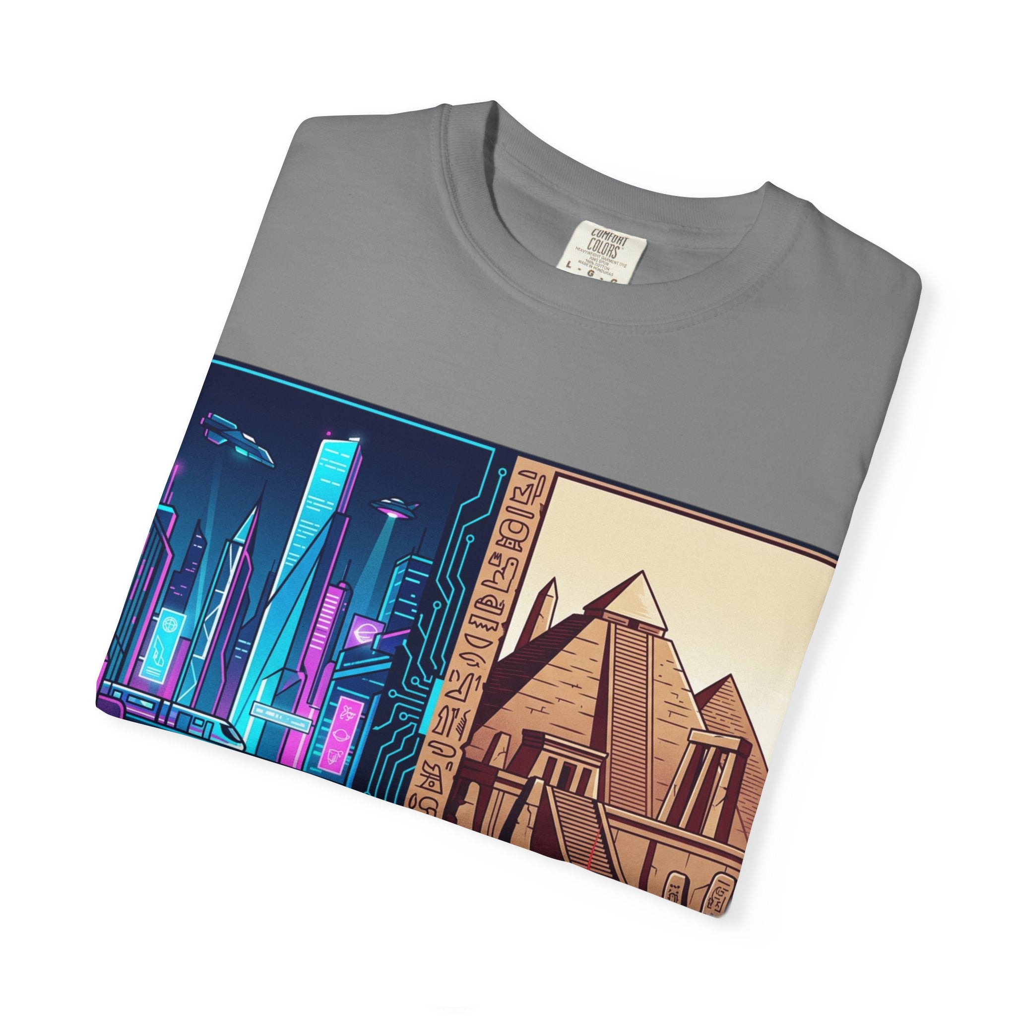 Power Runs Black PRB Blue Technopolis/ Red Dominion Two Worlds One System T-Shirt by Power Runs Black