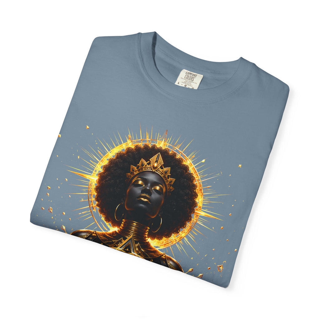 Power Runs Black goddess illustration T-Shirt | Afrocentric black pride design by Power Runs Black