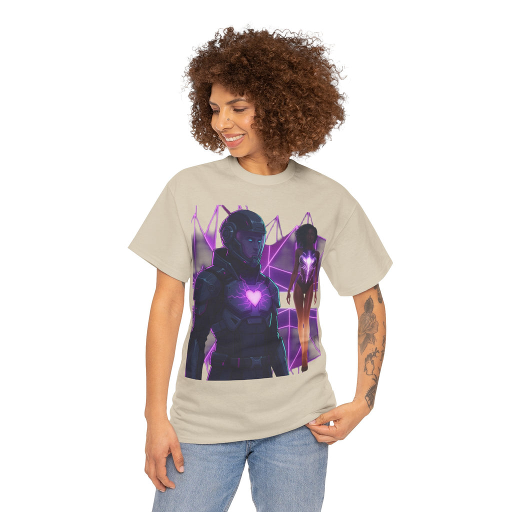 Power Run Black PRB Pretty Rich Bitch The Collection Purple Heart Cyberpunk Knight T-Shirt | Futuristic Armor Sci‑Fi Tee by Printify