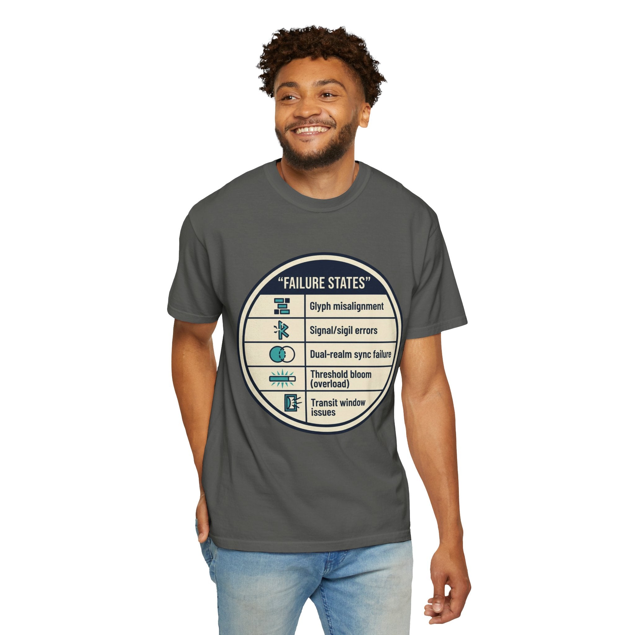 Power Runs Black PRB Failure States T-Shirt — Sci‑Fi Status Badge Graphic Tee by Printify