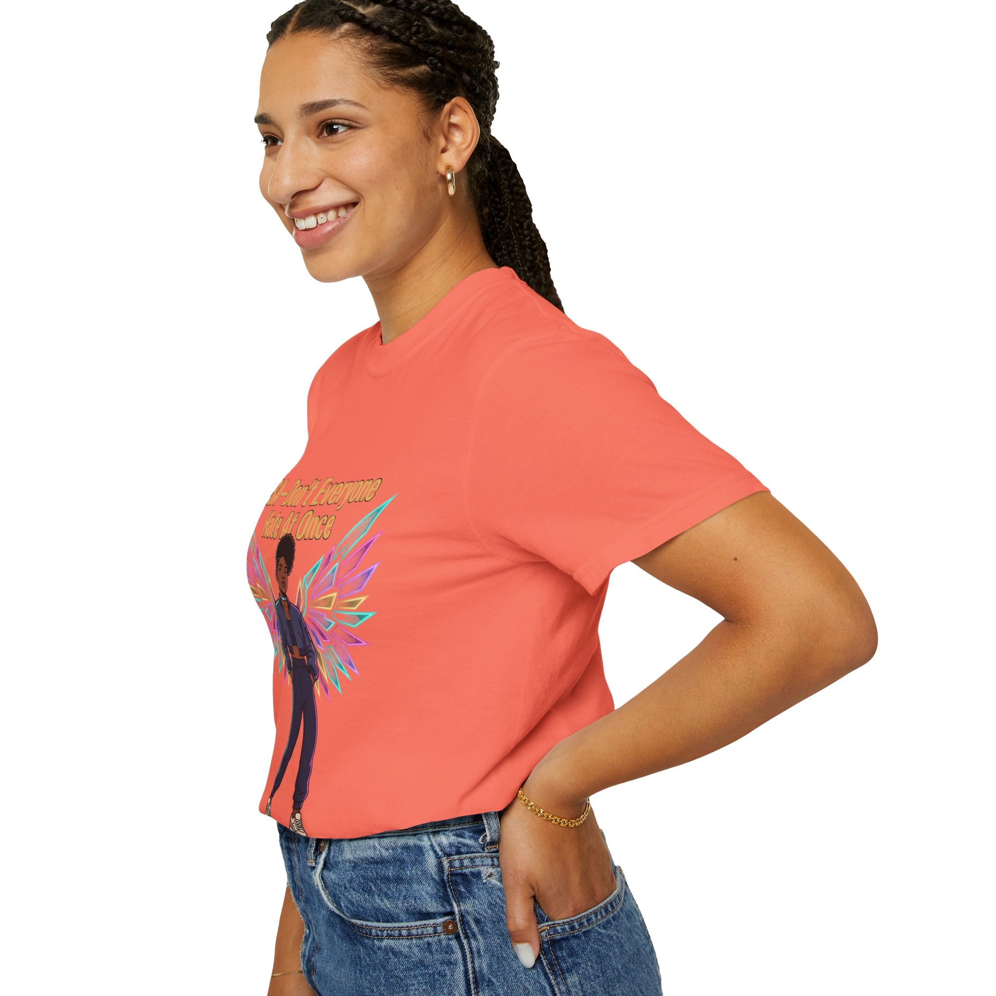 T-Shirt — PSA “Don't Everyone Hate At Once” Angel Wings Graphic Tee by Printify