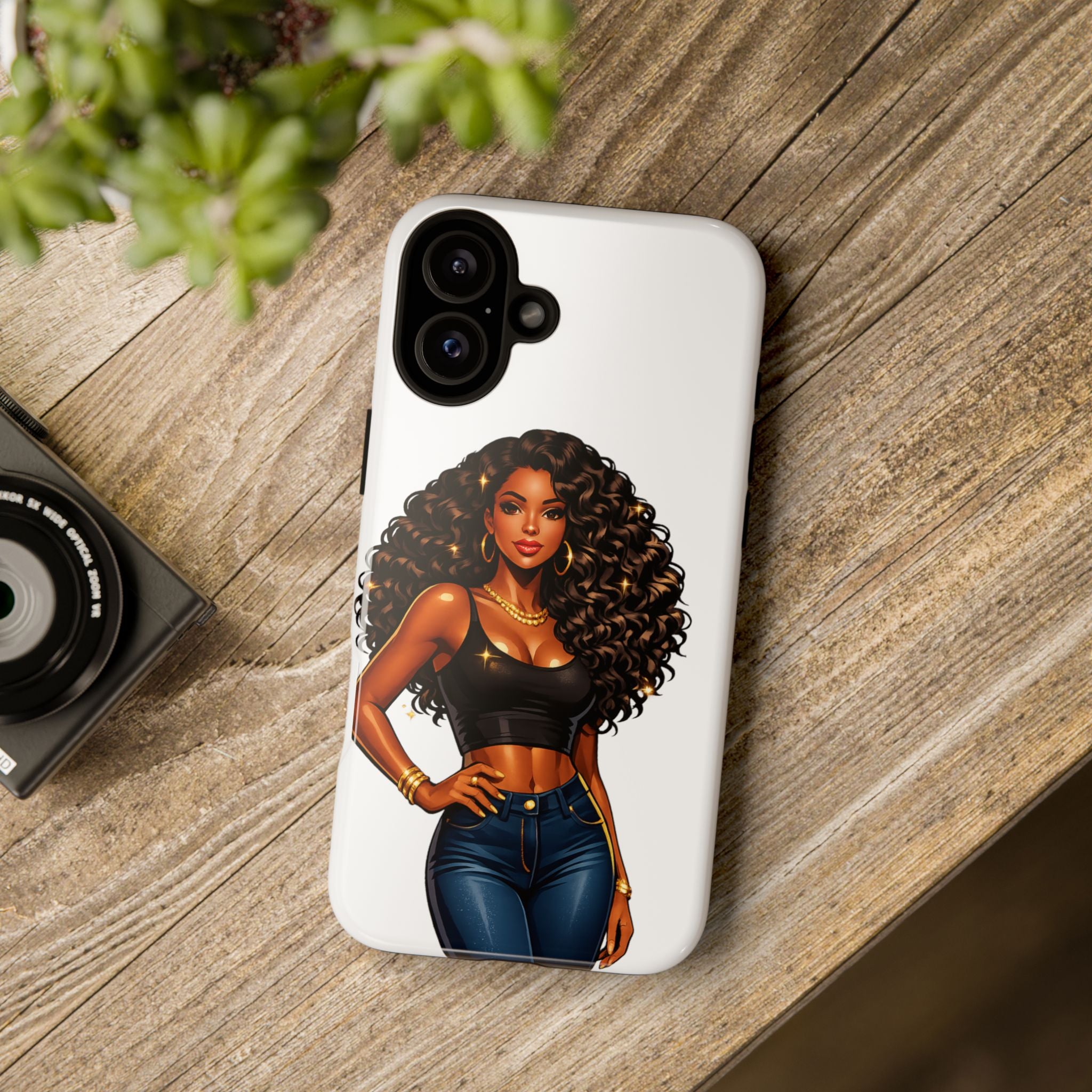Pretty Rich Bitch by PRB Curly Hair Phone Case by Power Runs Black