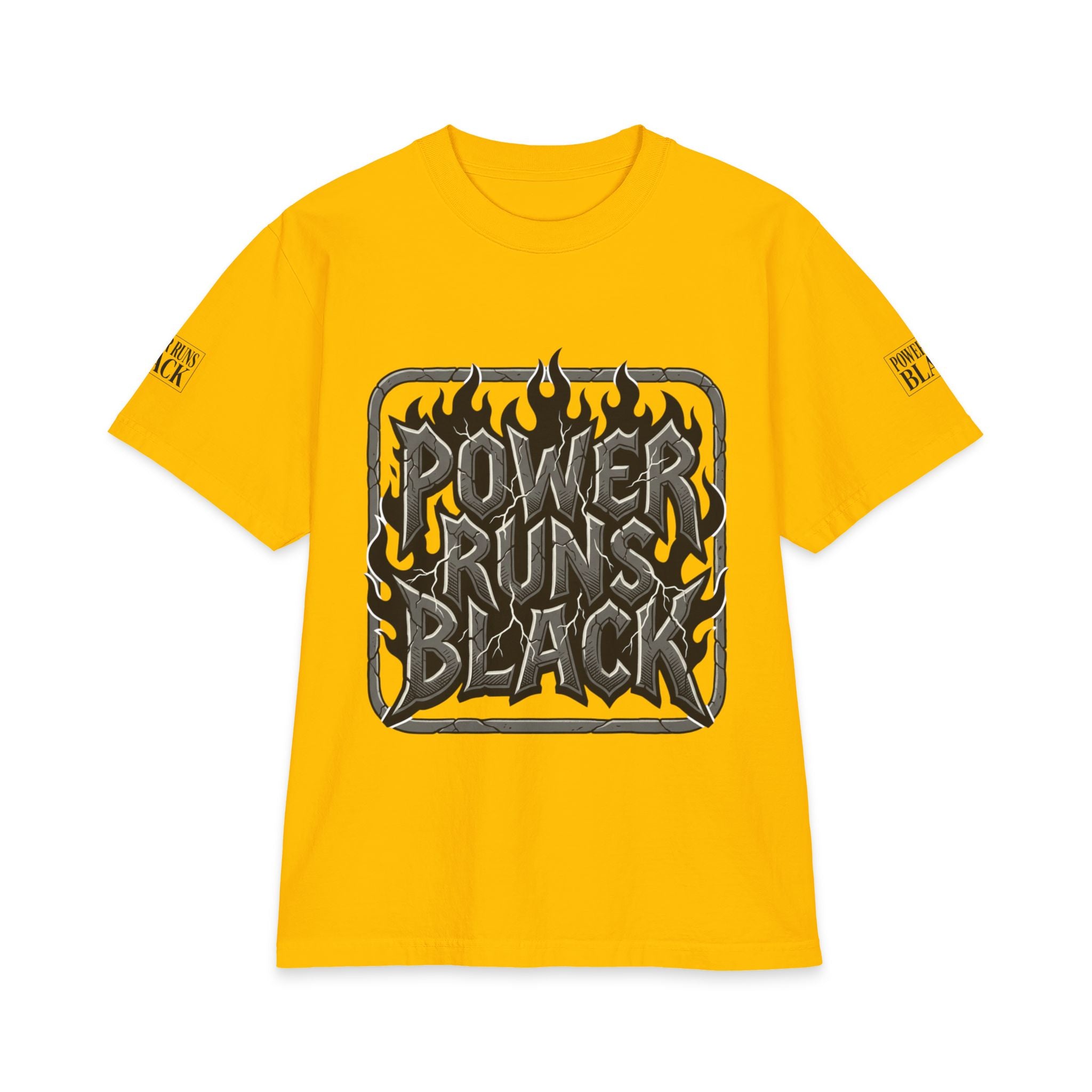 Power Runs Black Graphic T-Shirt — Bold Monochrome Streetwear by Printify