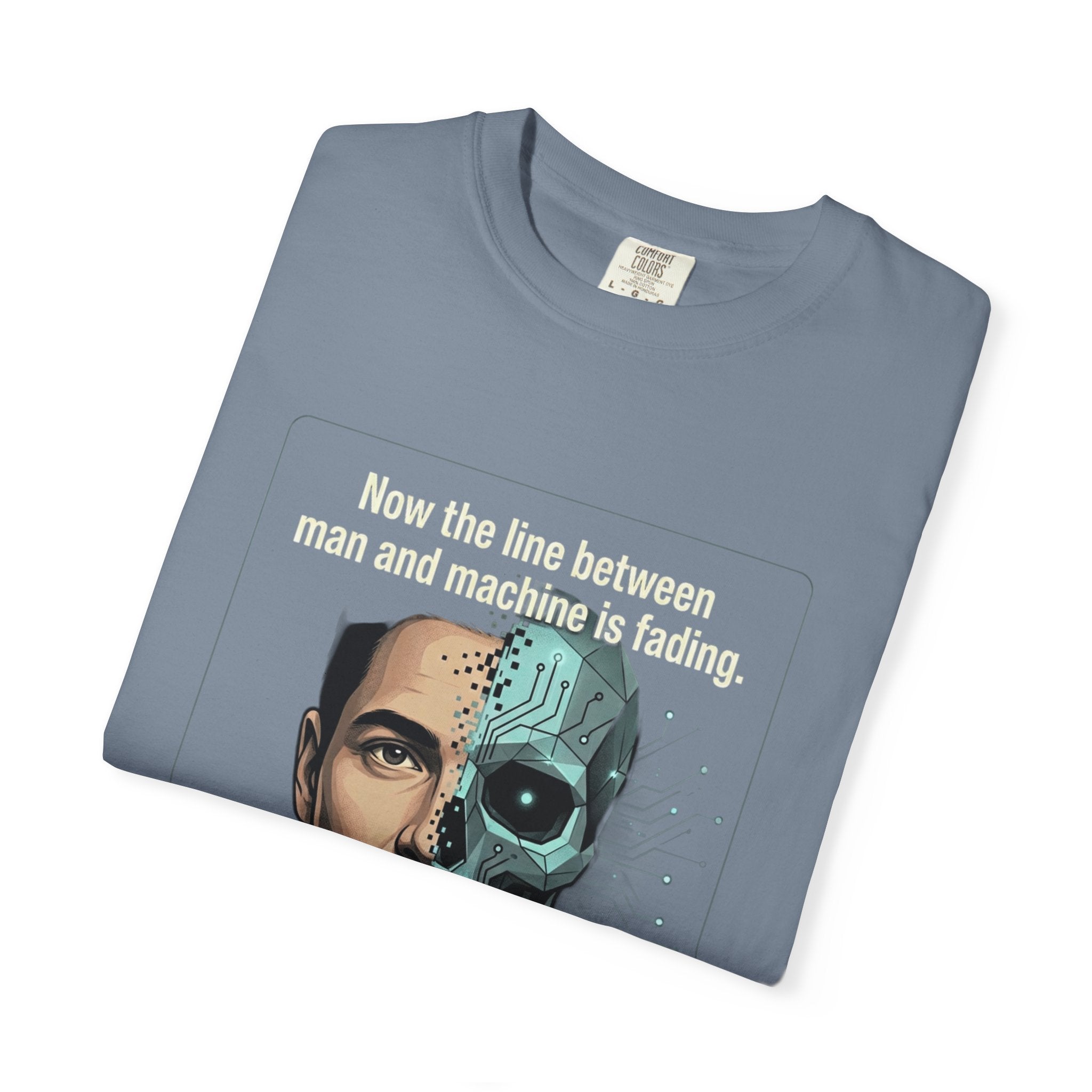 Power Runs Black AI Fusion Graphic T-Shirt — "The Core Age" Split Face Design by Power Runs Black