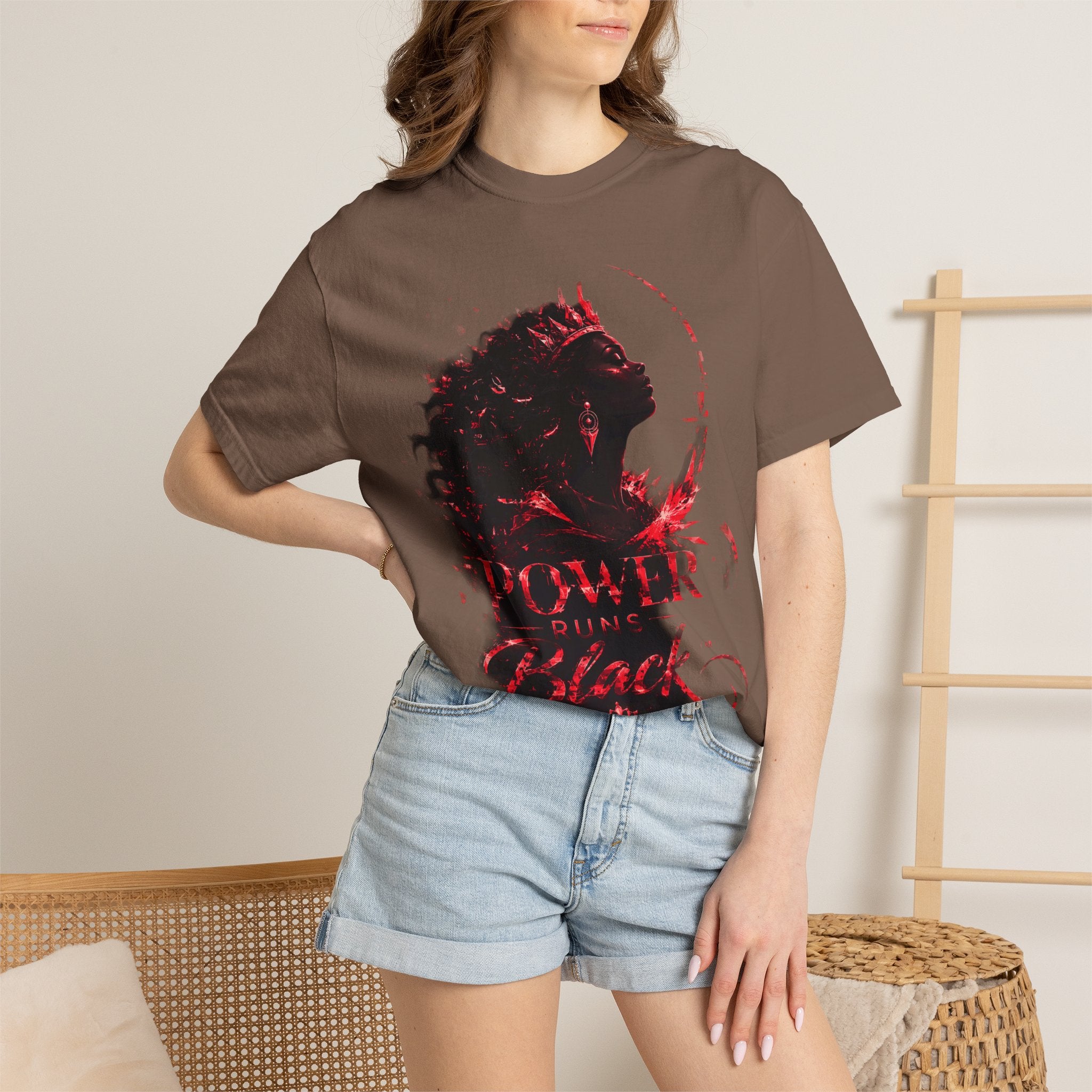 Power Runs Black Crown T-Shirt | Gothic Silhouette Artwork by Power Runs Black