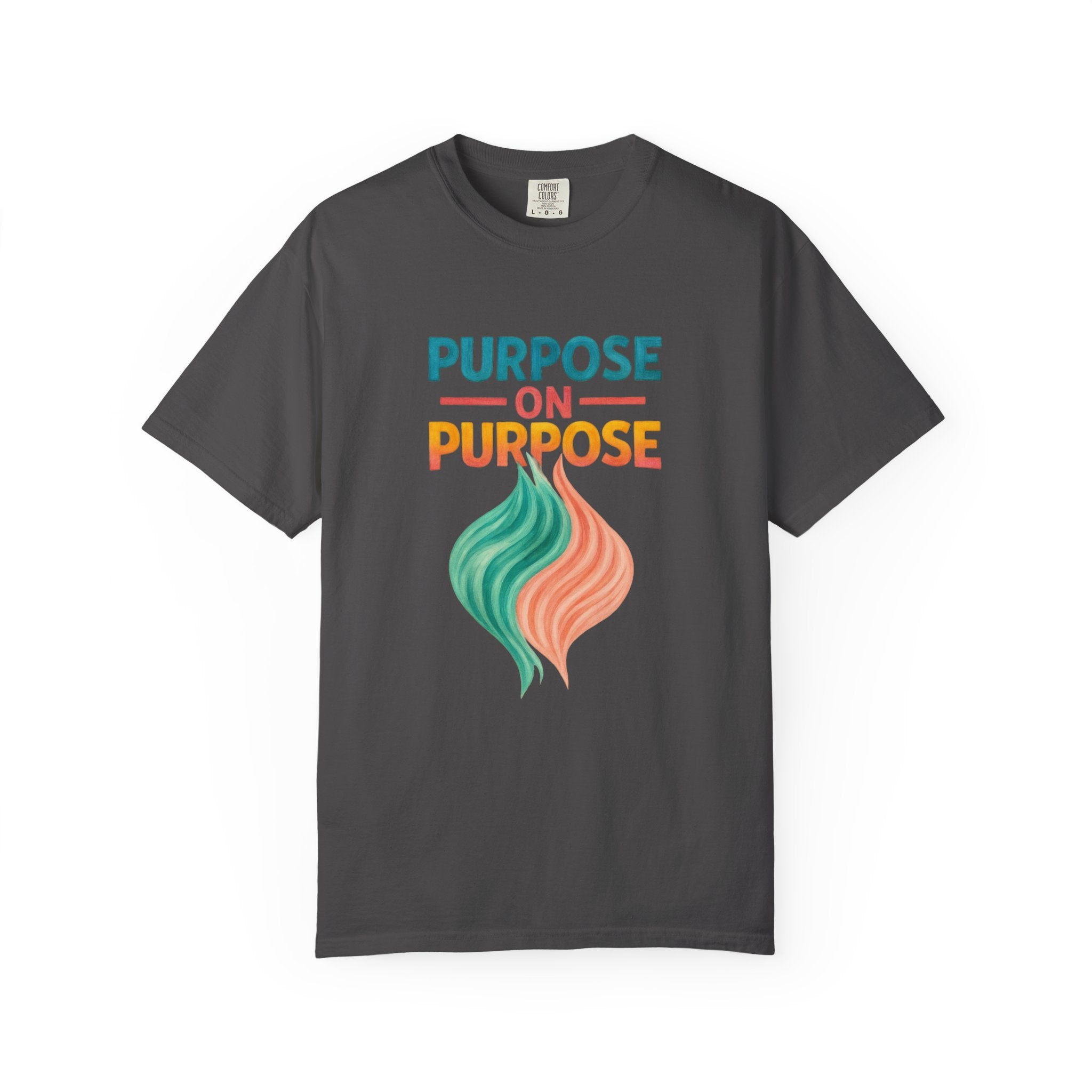 PRB Purpose On Purpose T-Shirt — Inspirational Graphic Tee with Abstract Wave Design by Power Runs Black