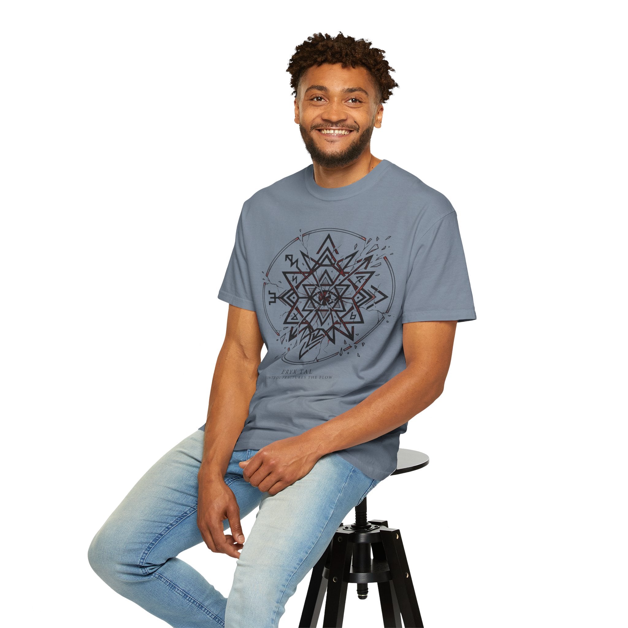 Power Runs Black PRB Eryx Tal Geometric Mandala T-Shirt — Symmetric Star Graphic Tee by Power Runs Black