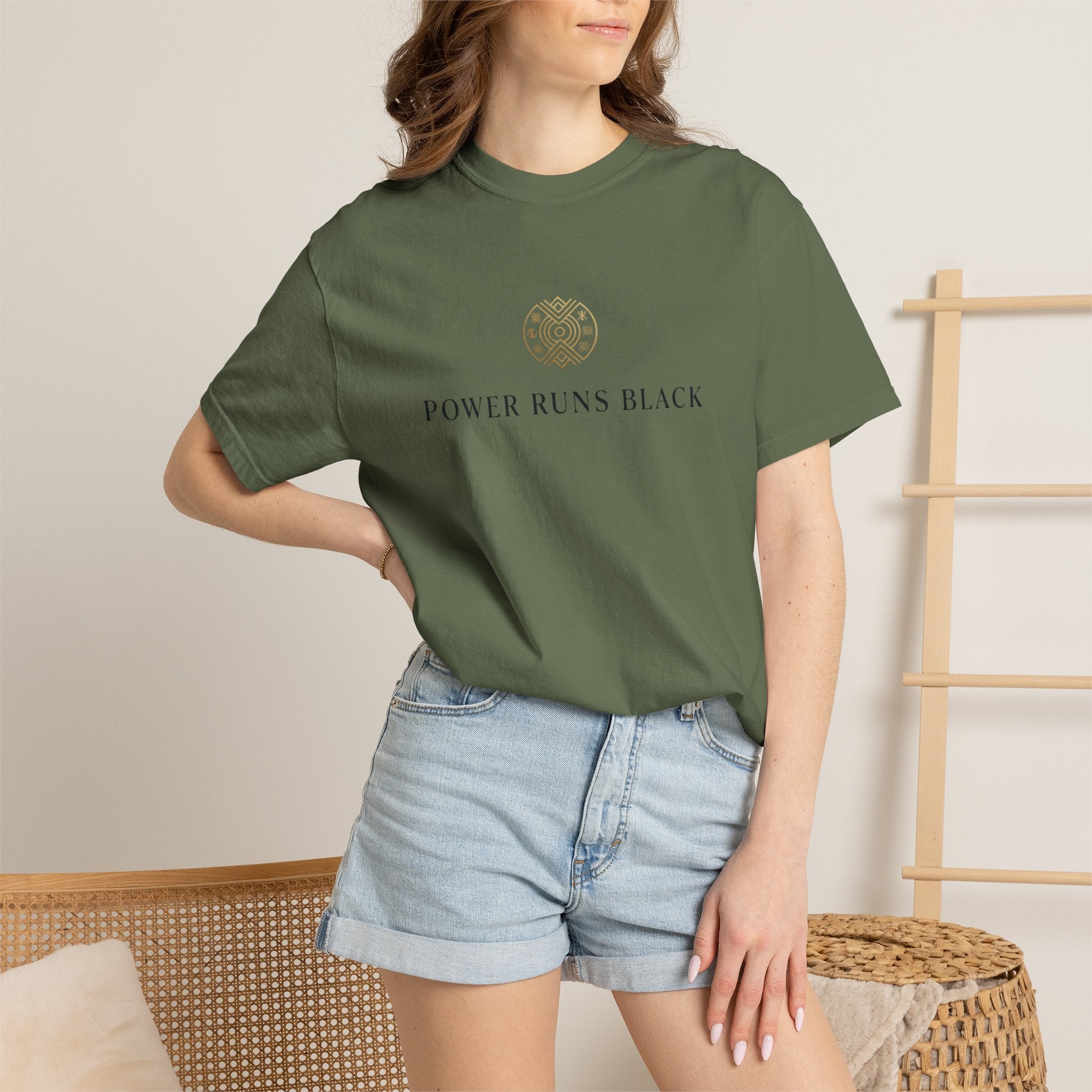 Power Runs Black PRB Graphic T-Shirt — Minimal Emblem Tee by Power Runs Black
