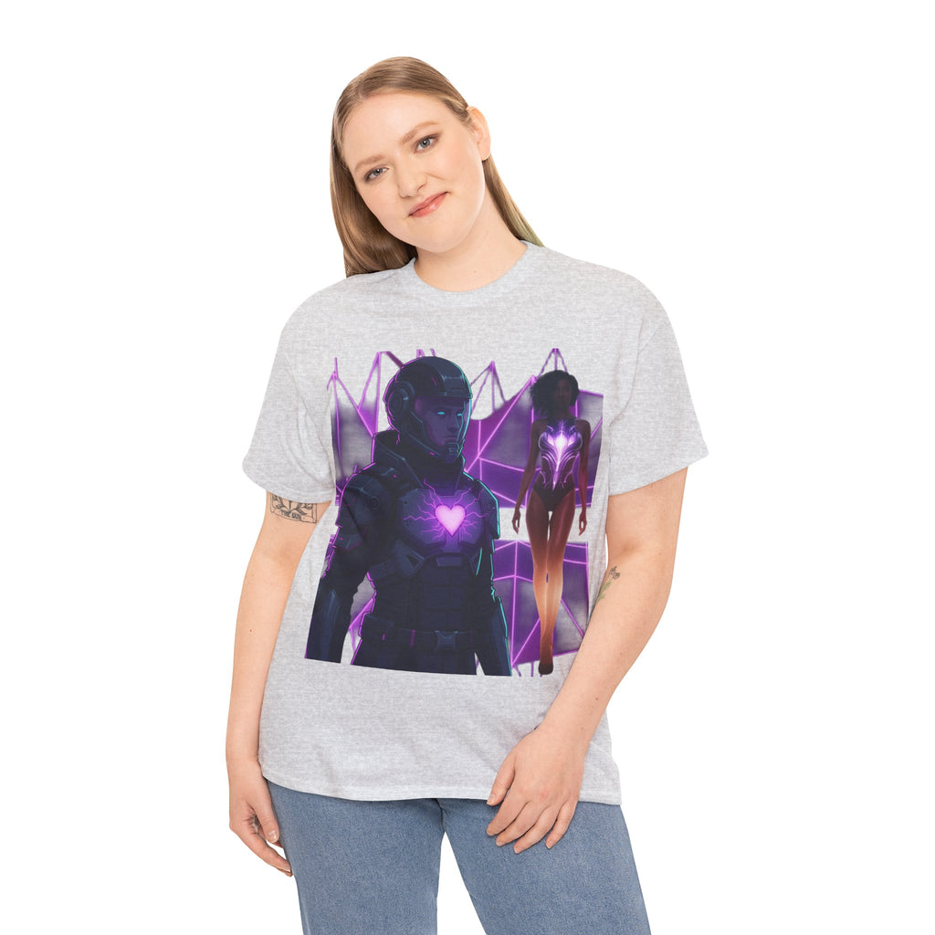 Power Run Black PRB Pretty Rich Bitch The Collection Purple Heart Cyberpunk Knight T-Shirt | Futuristic Armor Sci‑Fi Tee by Printify