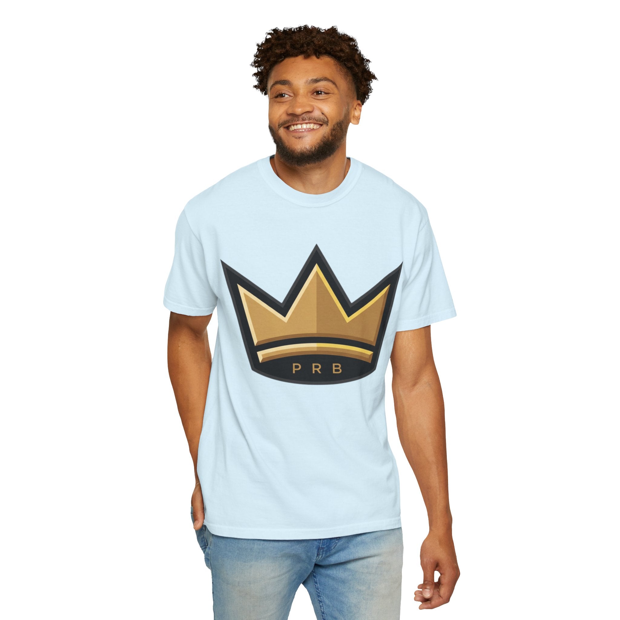 PRB Crown & Cosmos Graphic T-Shirt | Gold Royal Crest & Celestial Back by Printify