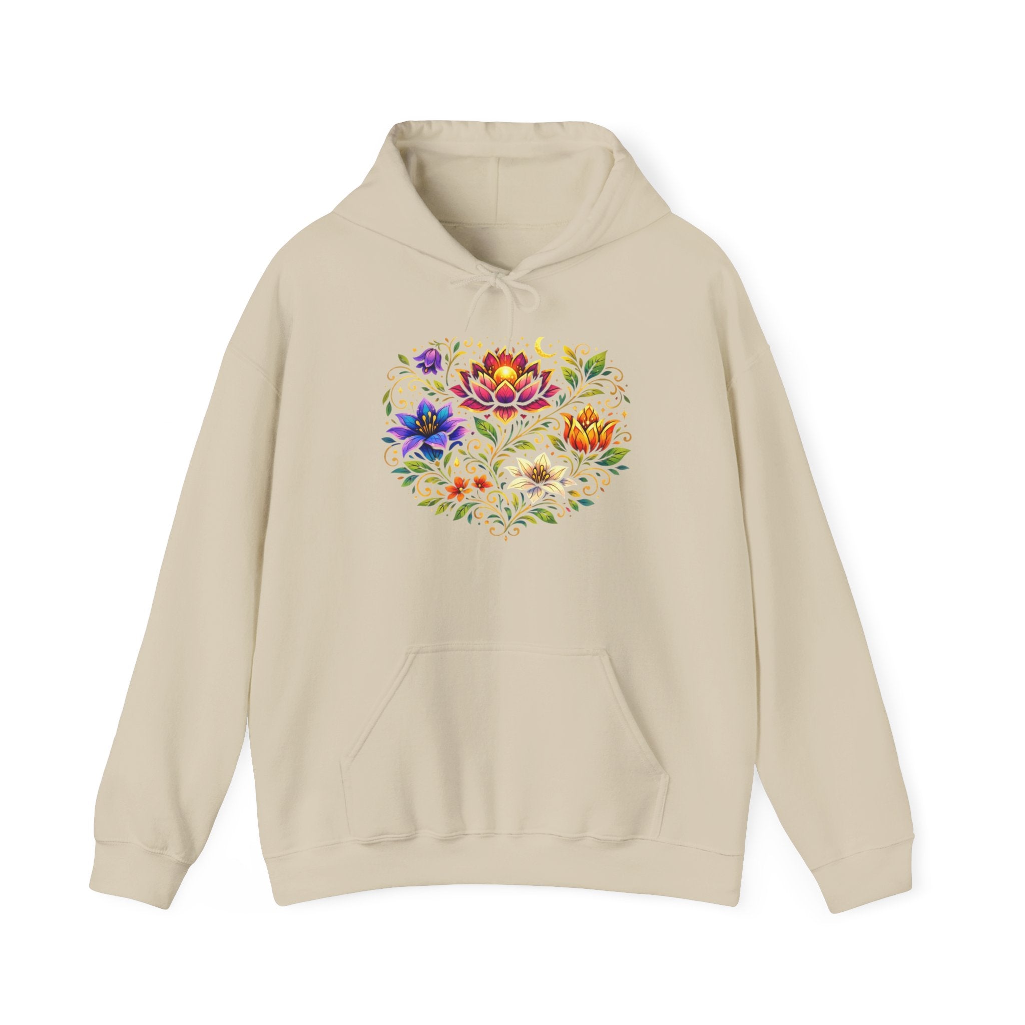 Pretty Rich Bitch by PRB Colorful Floral Lotus Bouquet Hoodie | Watercolor Flower Mandala Sweatshirt by Power Runs Black