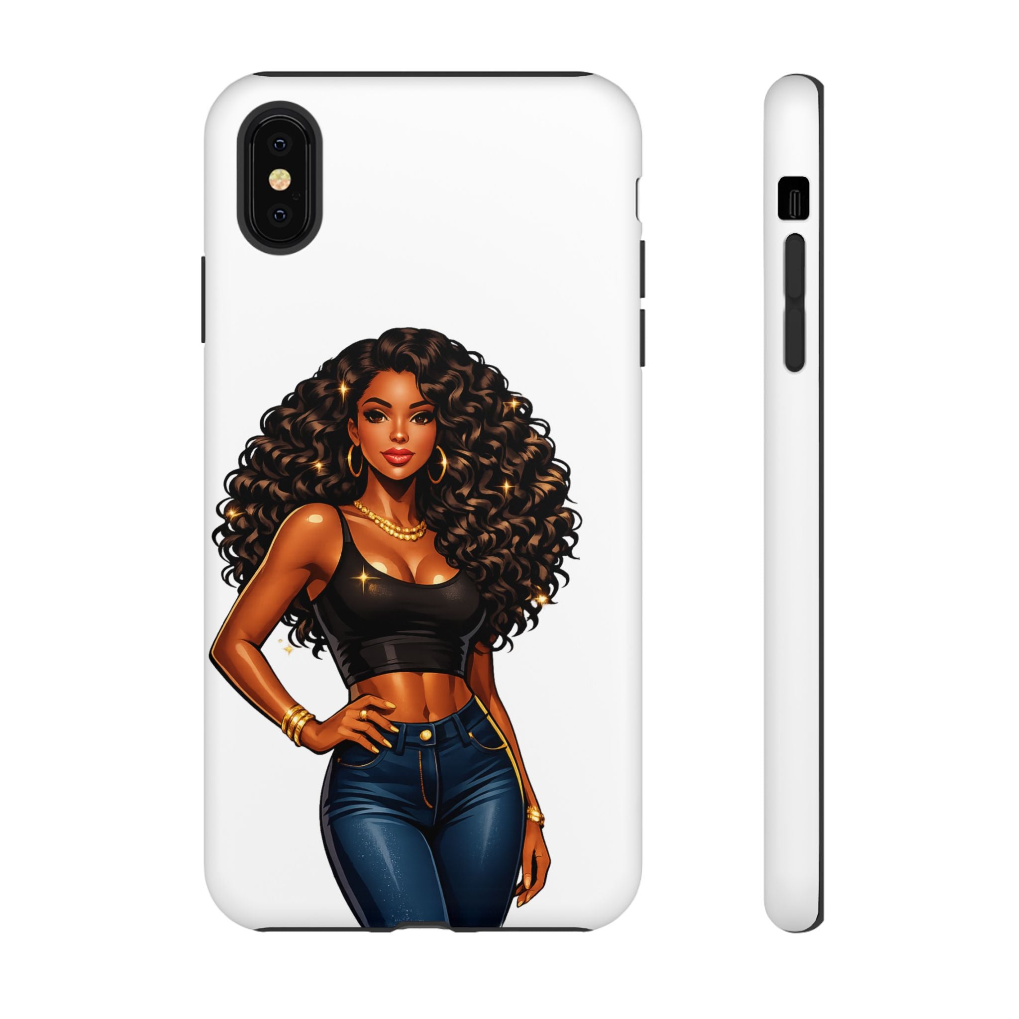 Pretty Rich Bitch by PRB Curly Hair Phone Case by Power Runs Black