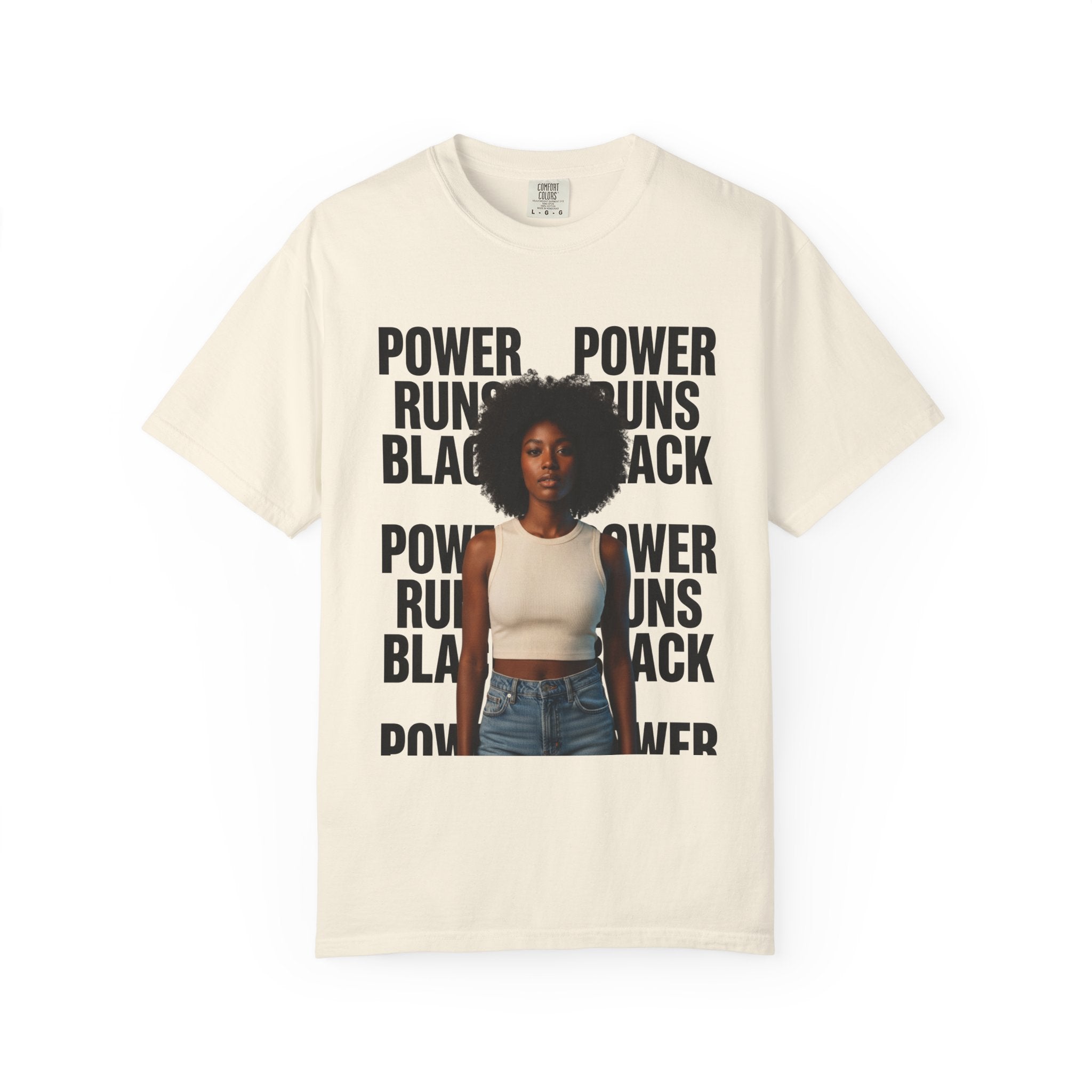 PRB Power Runs Black T-Shirt — Empowerment Portrait Tee by Power Runs Black