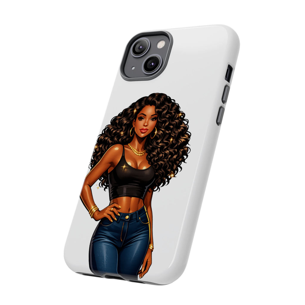 Pretty Rich Bitch by PRB Curly Hair Phone Case by Power Runs Black