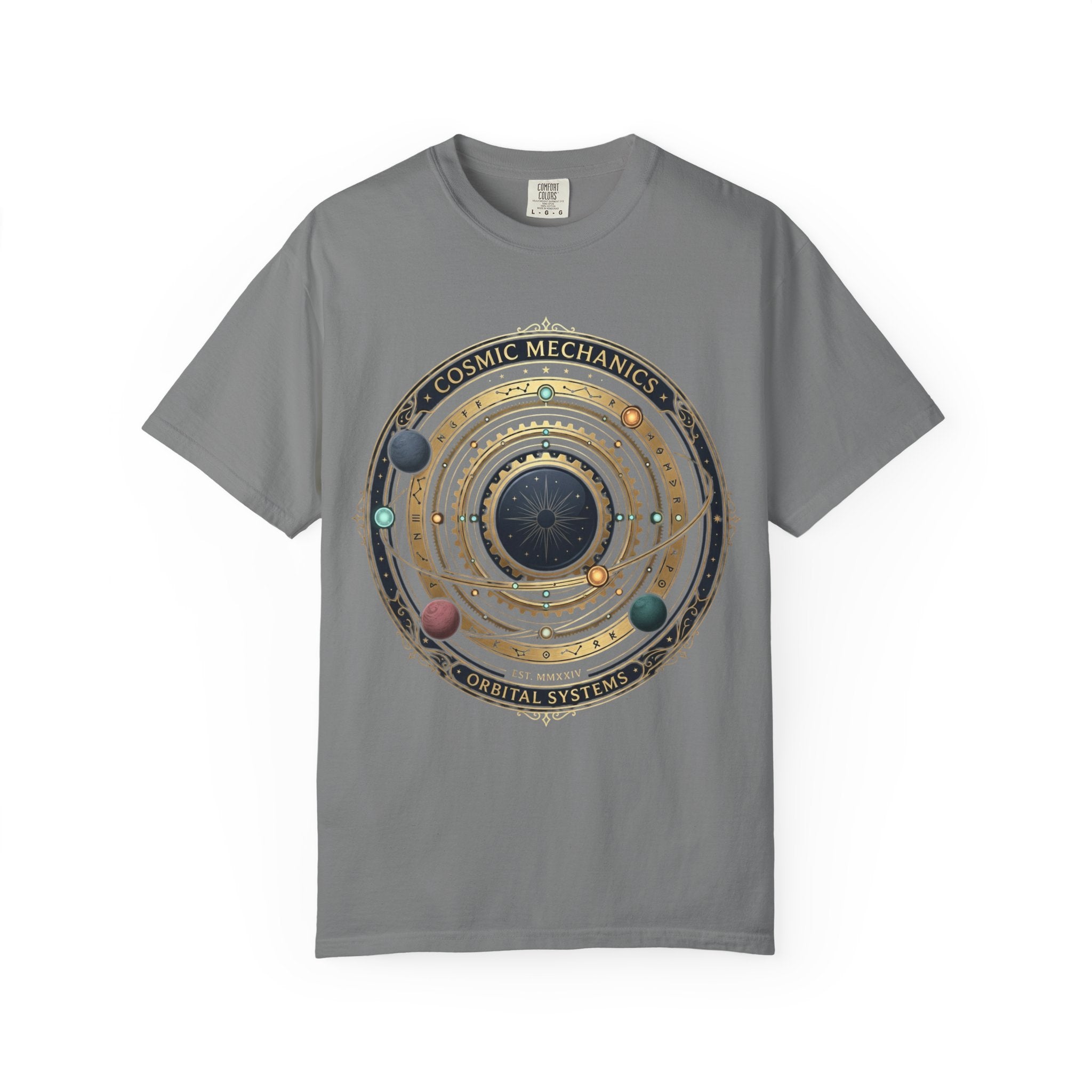 PRB Cosmic Mechanics Solar System Graphic T-Shirt | Planetary Orbit Tee by Printify