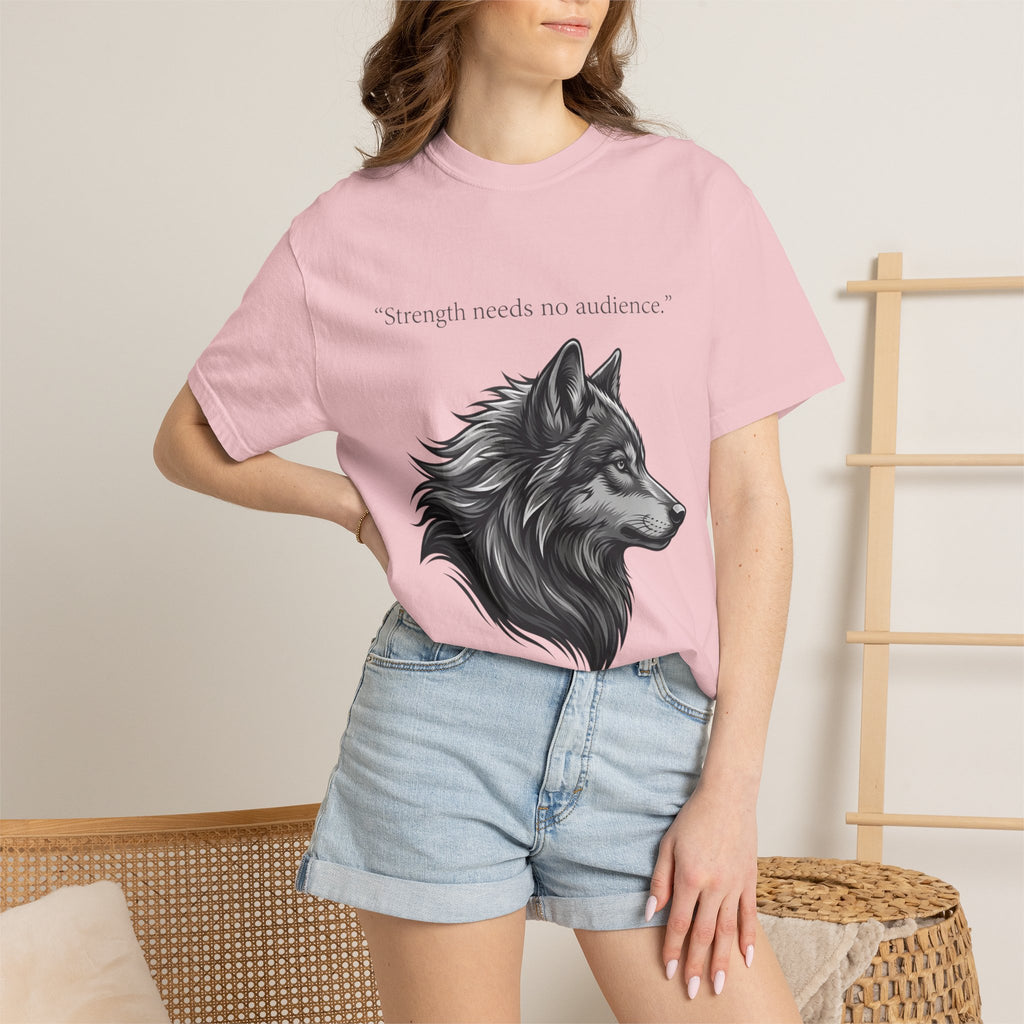 PRB Wolf Head T-Shirt — "Strength needs no audience" Inspirational Graphic Tee by Printify