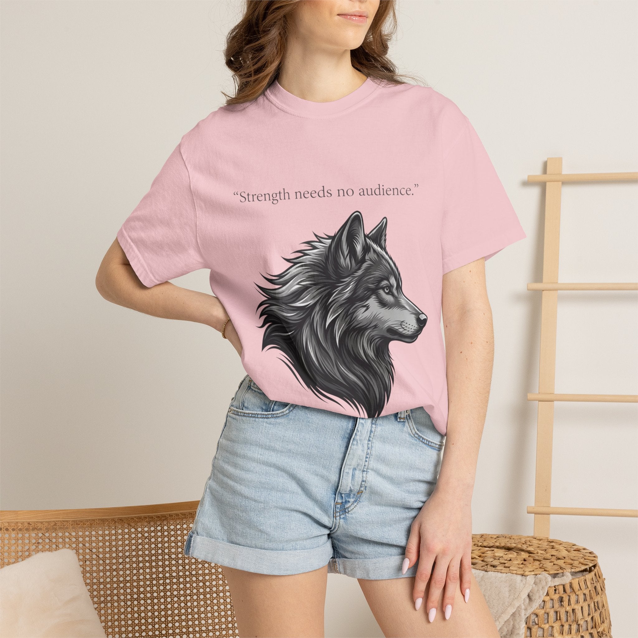 PRB Wolf Head T-Shirt — "Strength needs no audience" Inspirational Graphic Tee by Printify