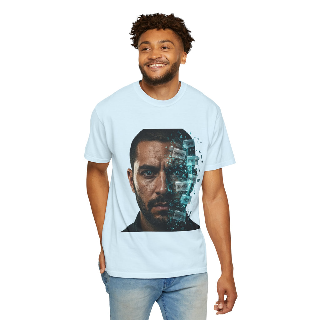 Syndication Loop Cyberpunk Portrait Tee — Tech-Noir Graphic T-Shirt | Power Runs Black by Printify